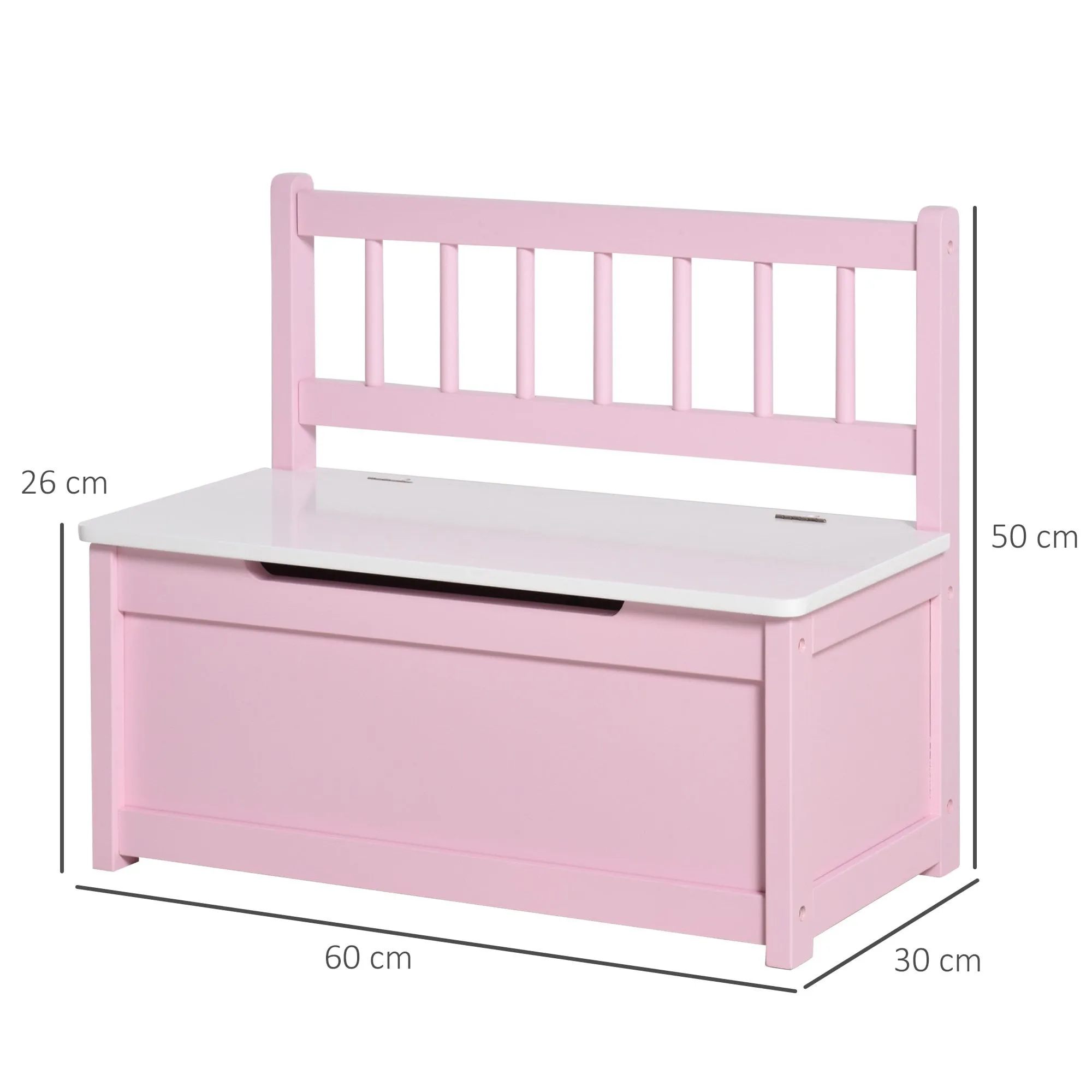 2-IN-1 Wooden Toy Box Kids Seat Bench - Pink