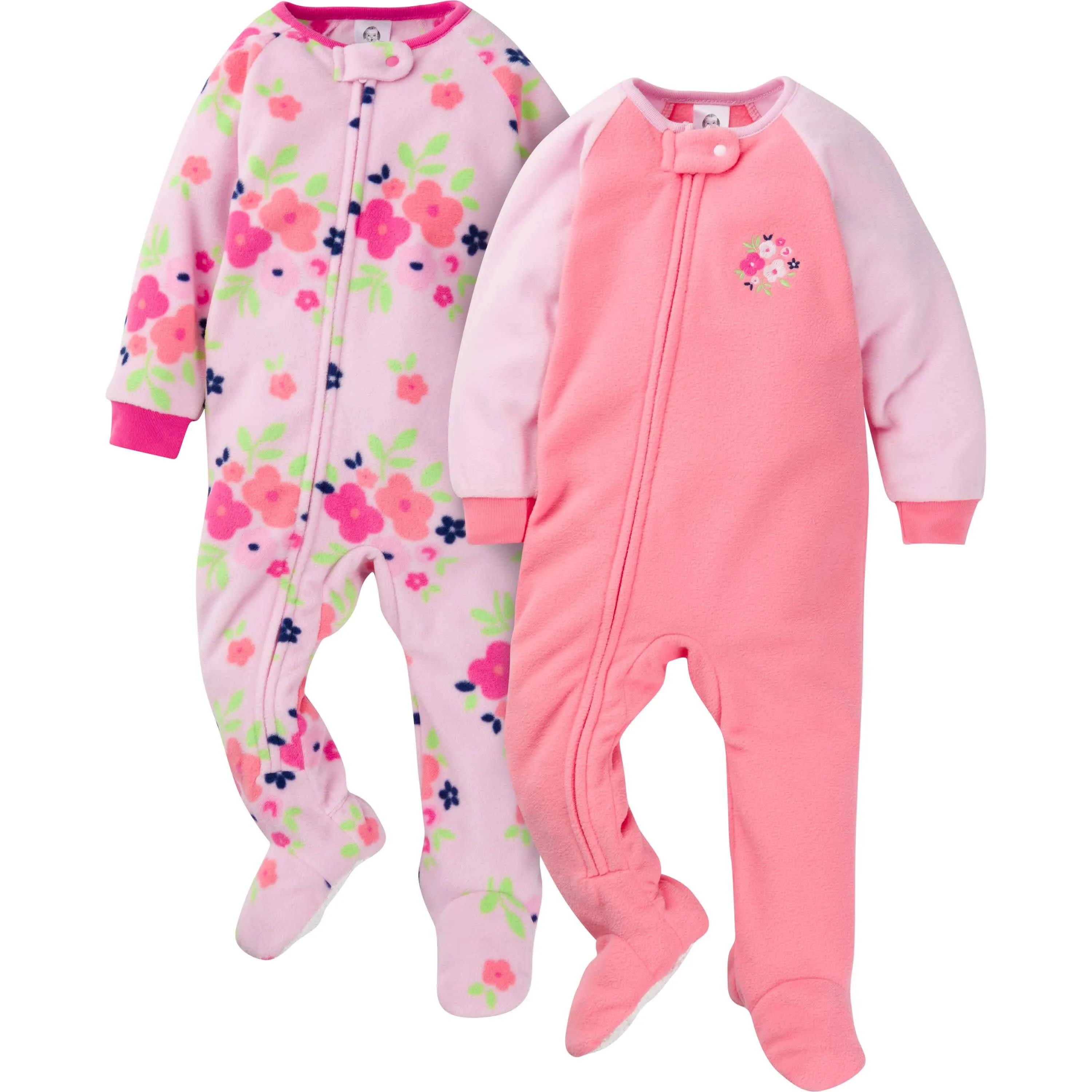 2-Pack Baby & Toddler Girls Floral Fleece Pajamas