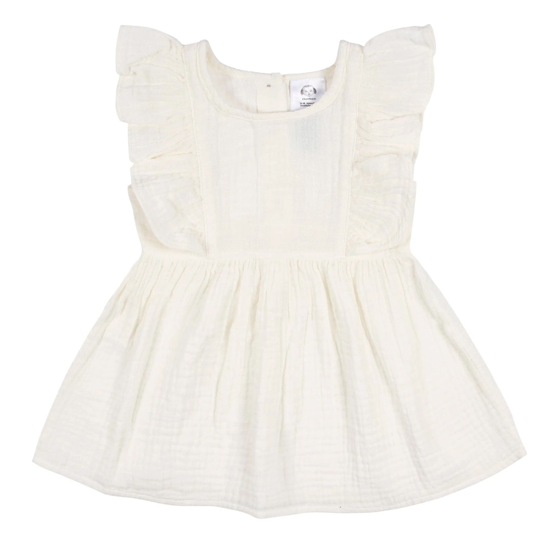 2-Piece Baby & Toddler Girls Ivory Gauze Dress & Diaper Cover Set