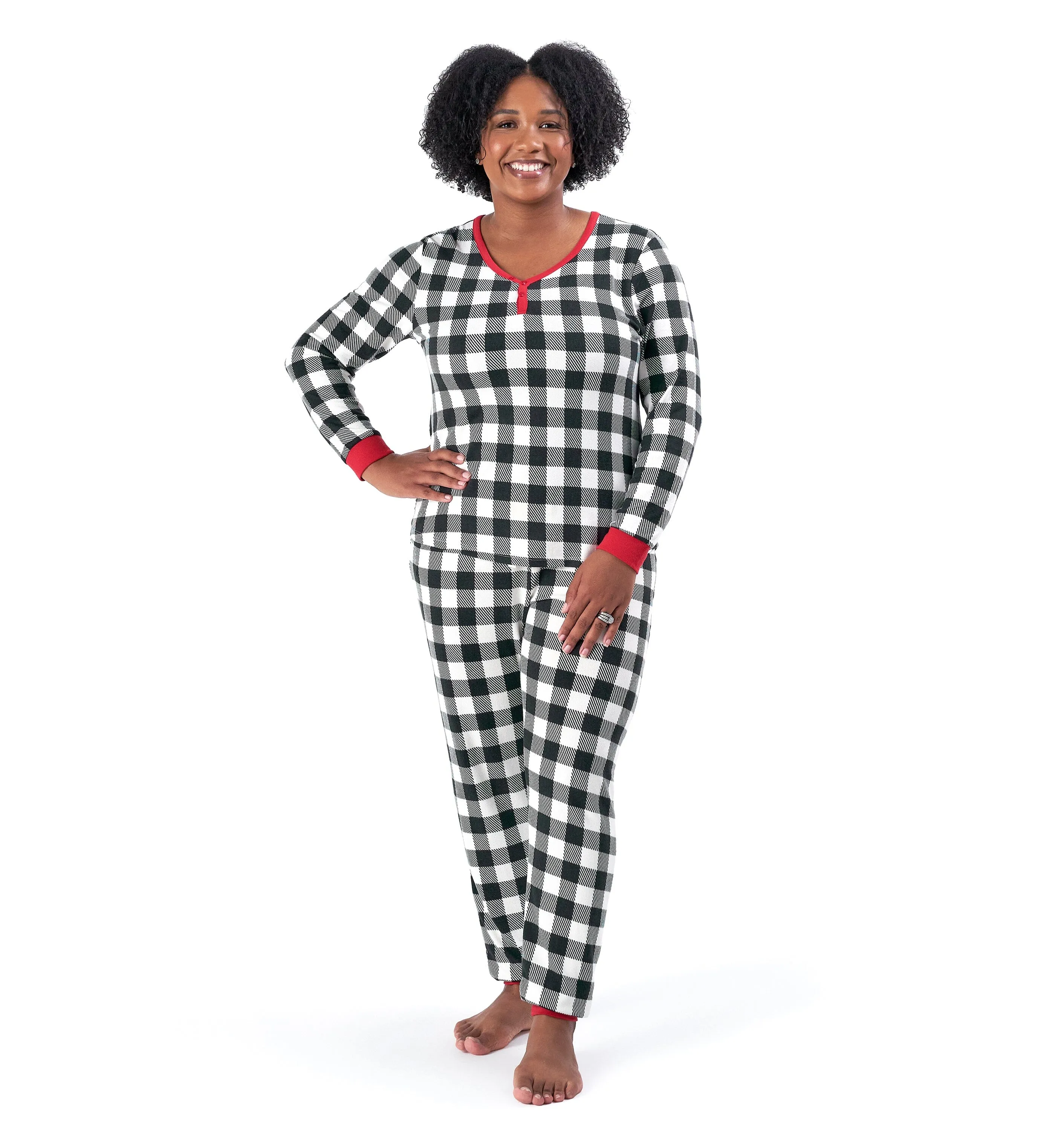 2-Piece Women's Buffalo Plaid Hacci Pajama Set