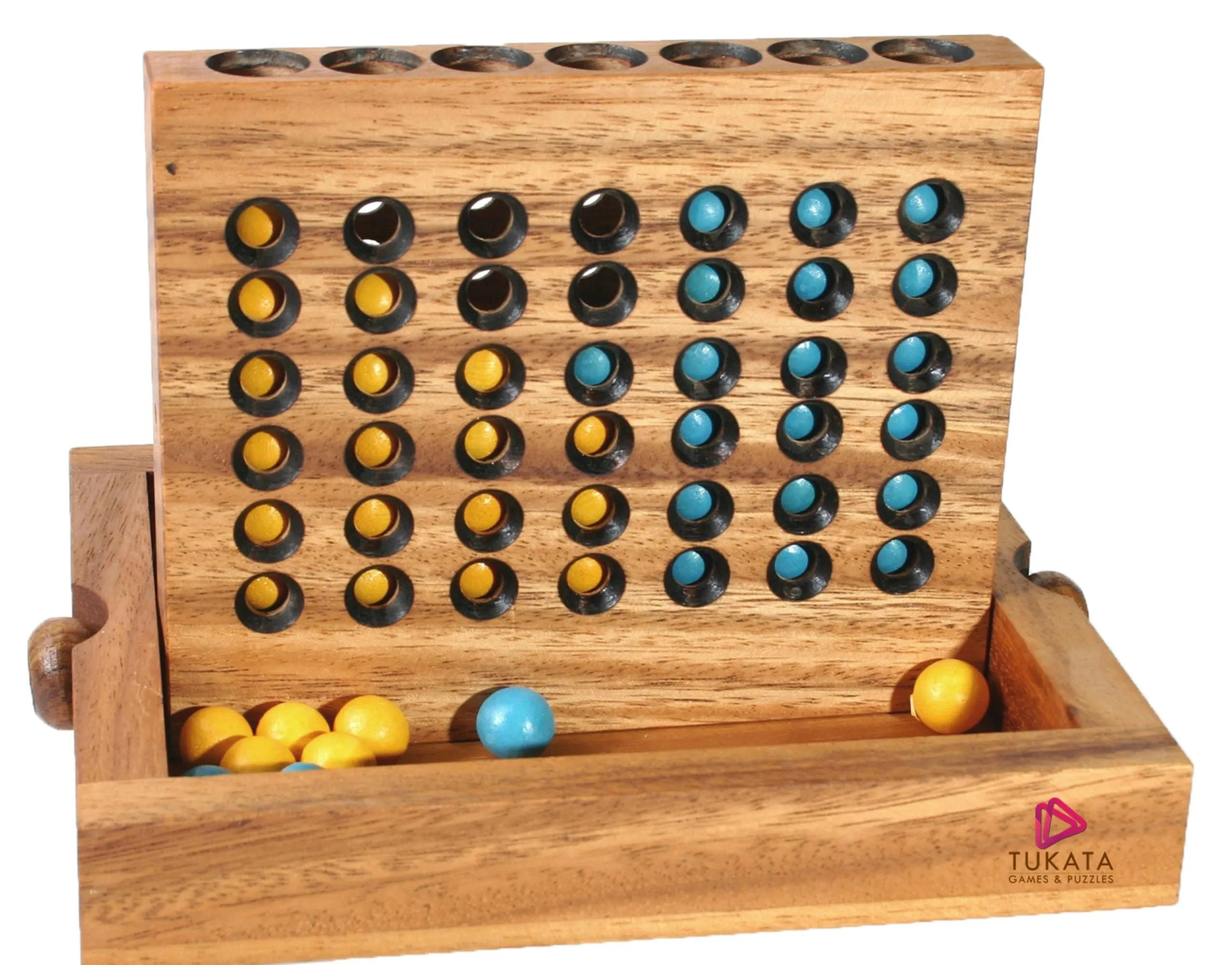 4 IN A ROW GAME Connect four board game with marbles-ready for travel.