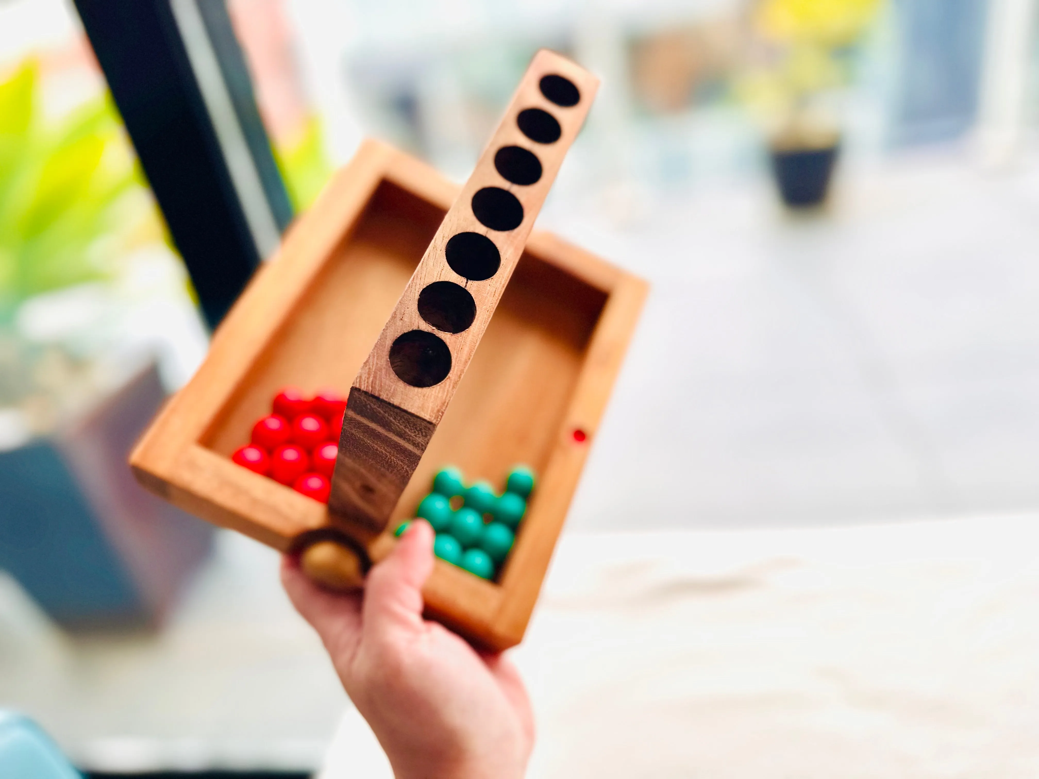 4 IN A ROW GAME Connect four board game with marbles-ready for travel.