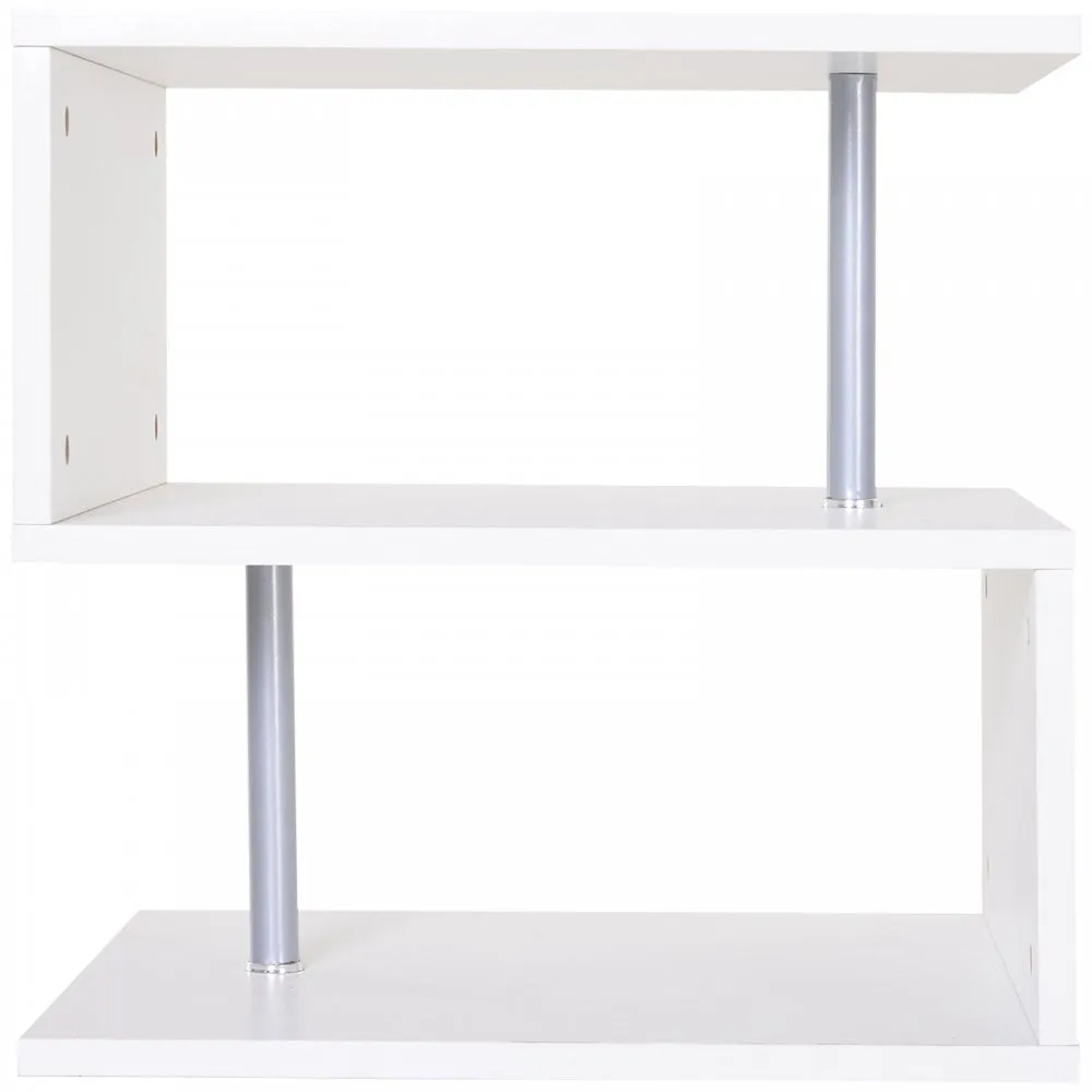 50Lx50Wx50Hcm Side Table 2 Tier Storage Shelves Organizer Office Bookcase Living Room End Desk Stand Display-White