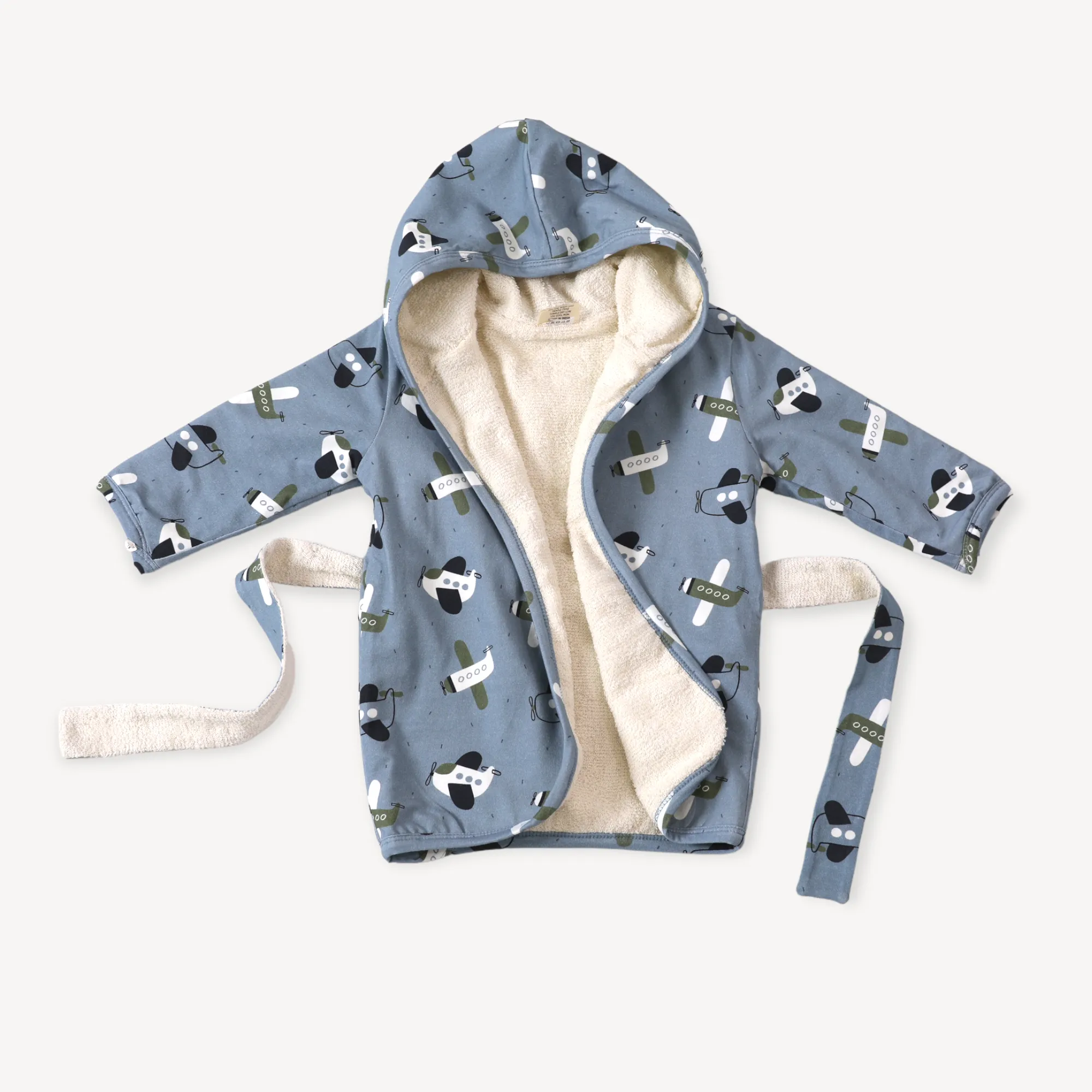 Airplanes Baby Hooded Bathrobe (Organic Cotton)