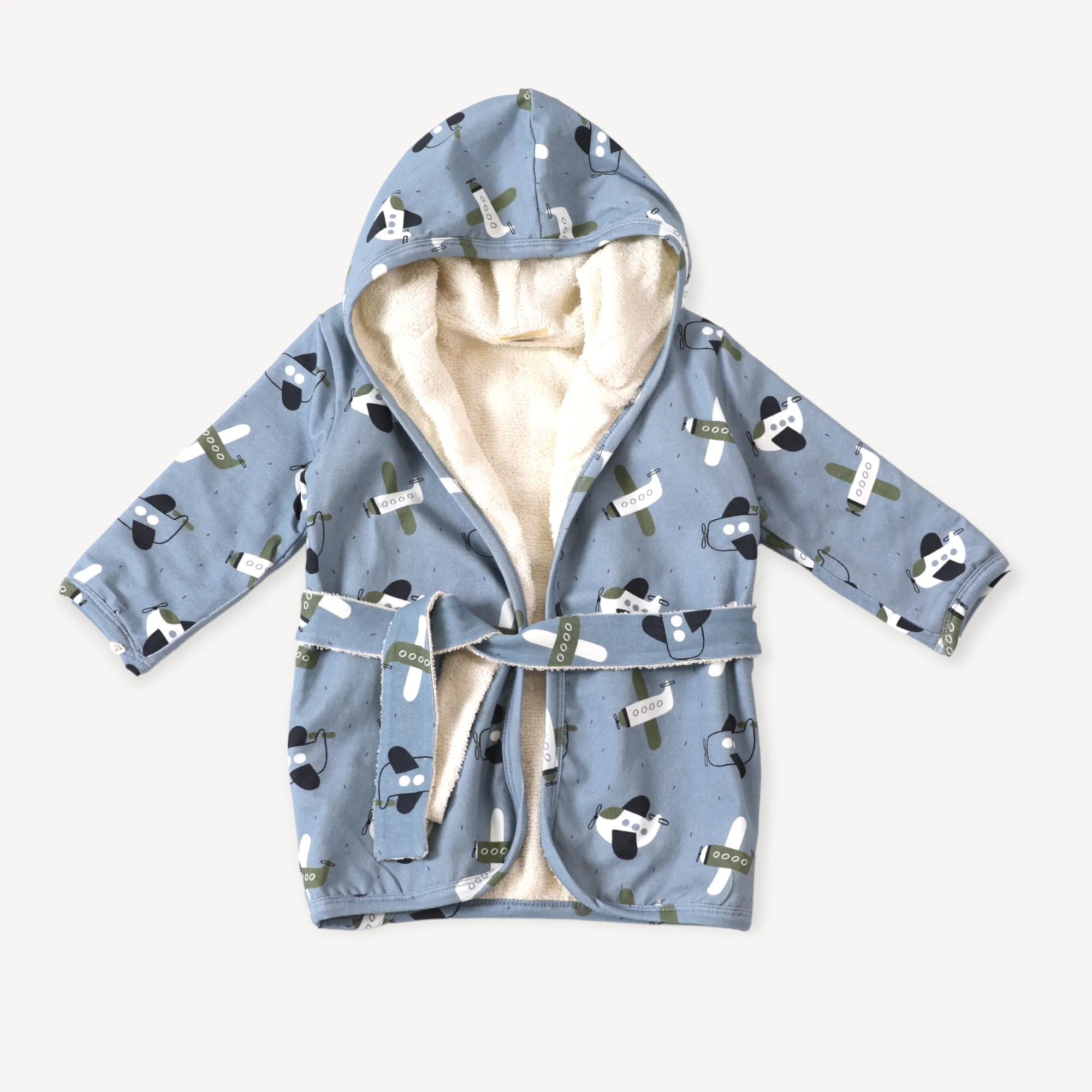 Airplanes Baby Hooded Bathrobe (Organic Cotton)