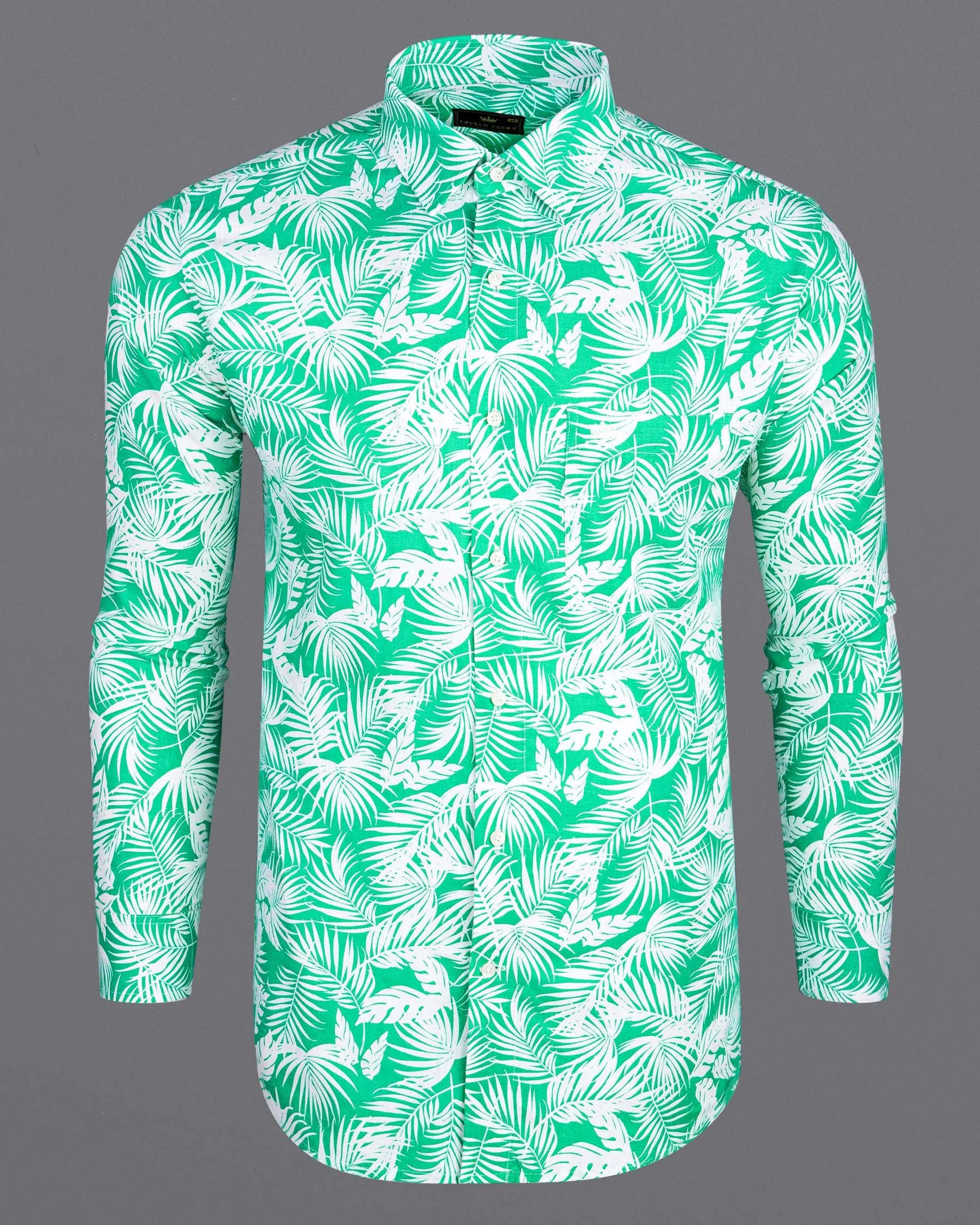 Aqua Tropical fabric Printed Luxurious Linen Shirt