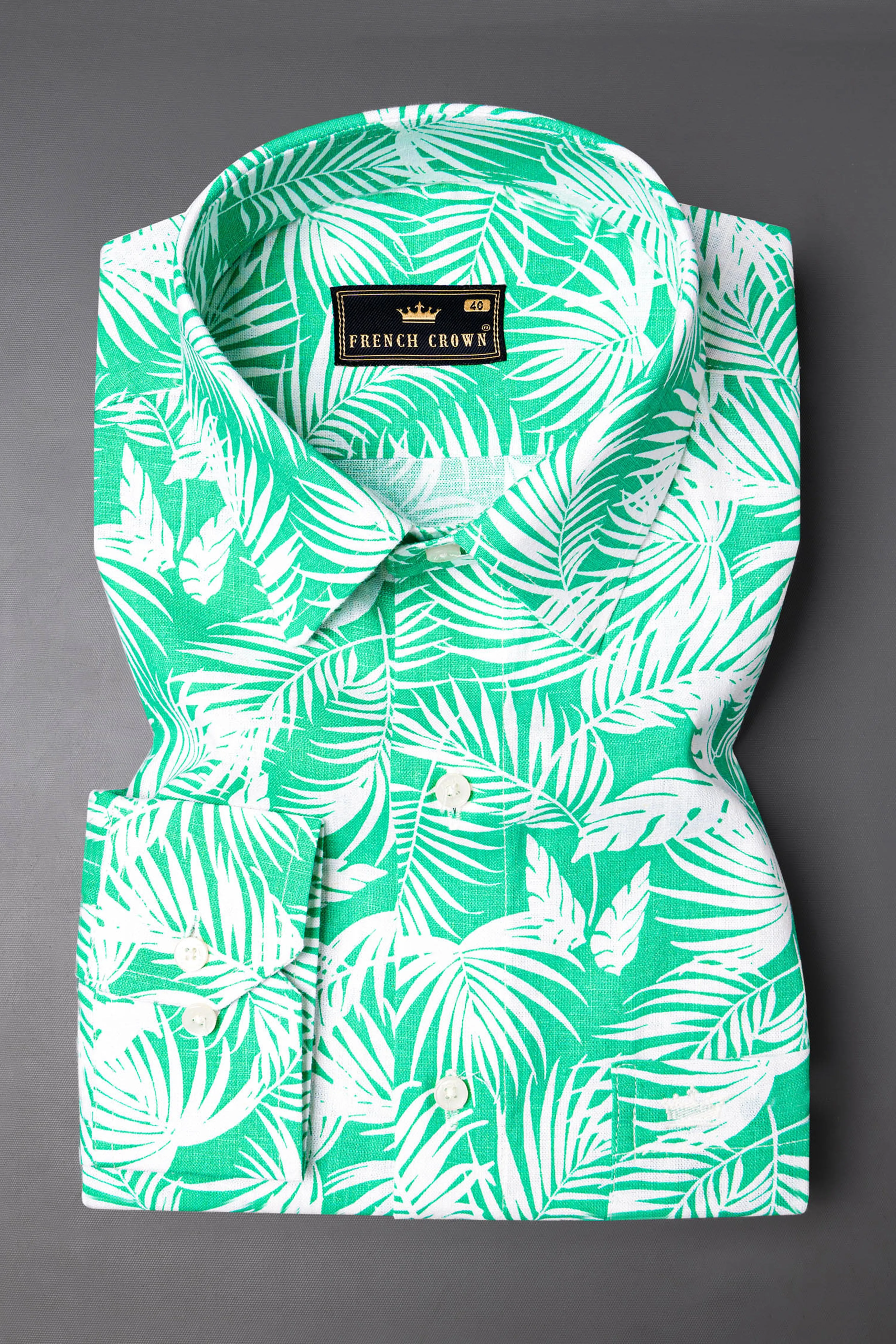 Aqua Tropical fabric Printed Luxurious Linen Shirt