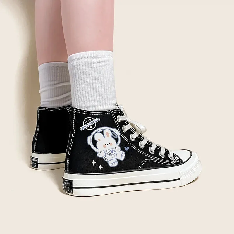 Astronaut Rabbit Lace Up Canvas Shoes