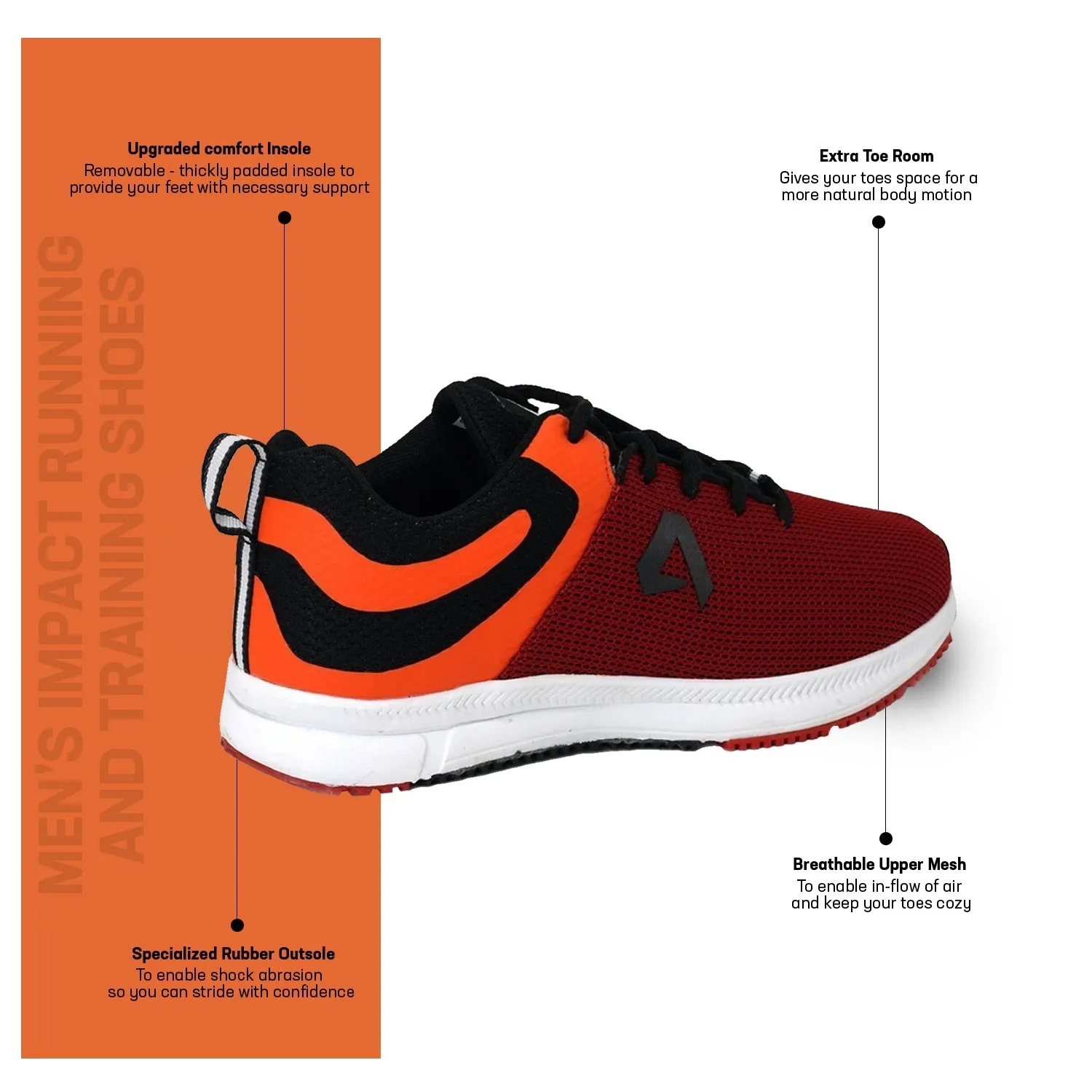 Avant Men's Impact Running and Training Shoes - Red/Orange