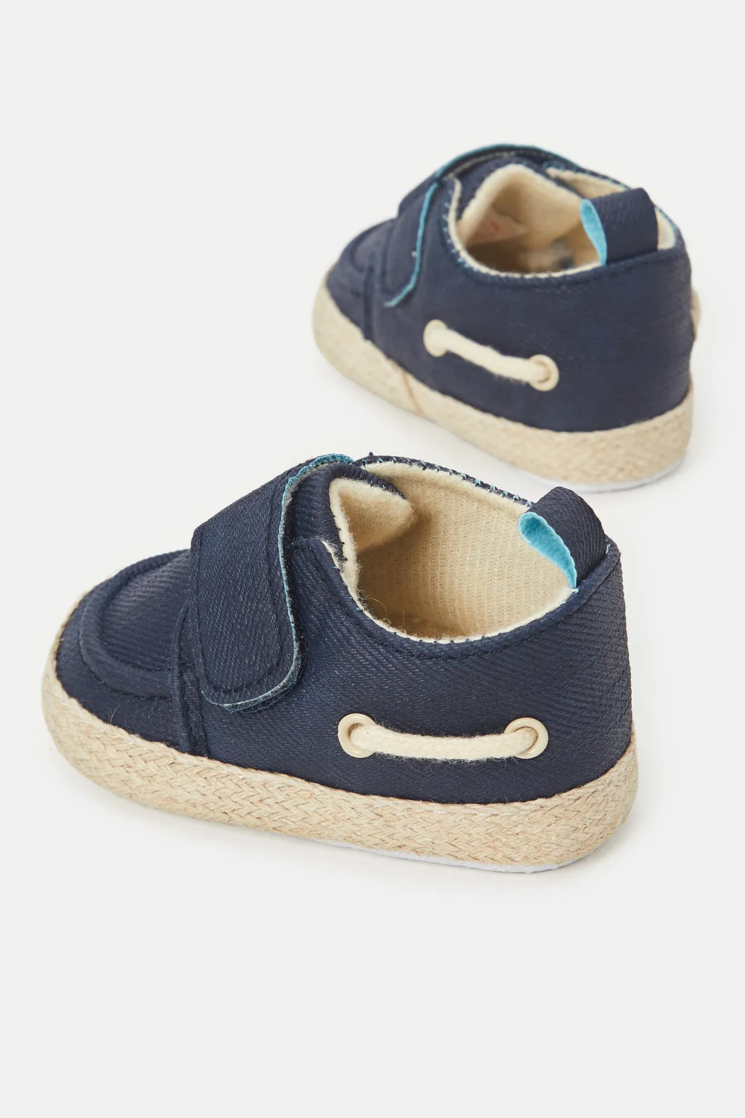 Babies Navy Velcro Strap Pram Shoes