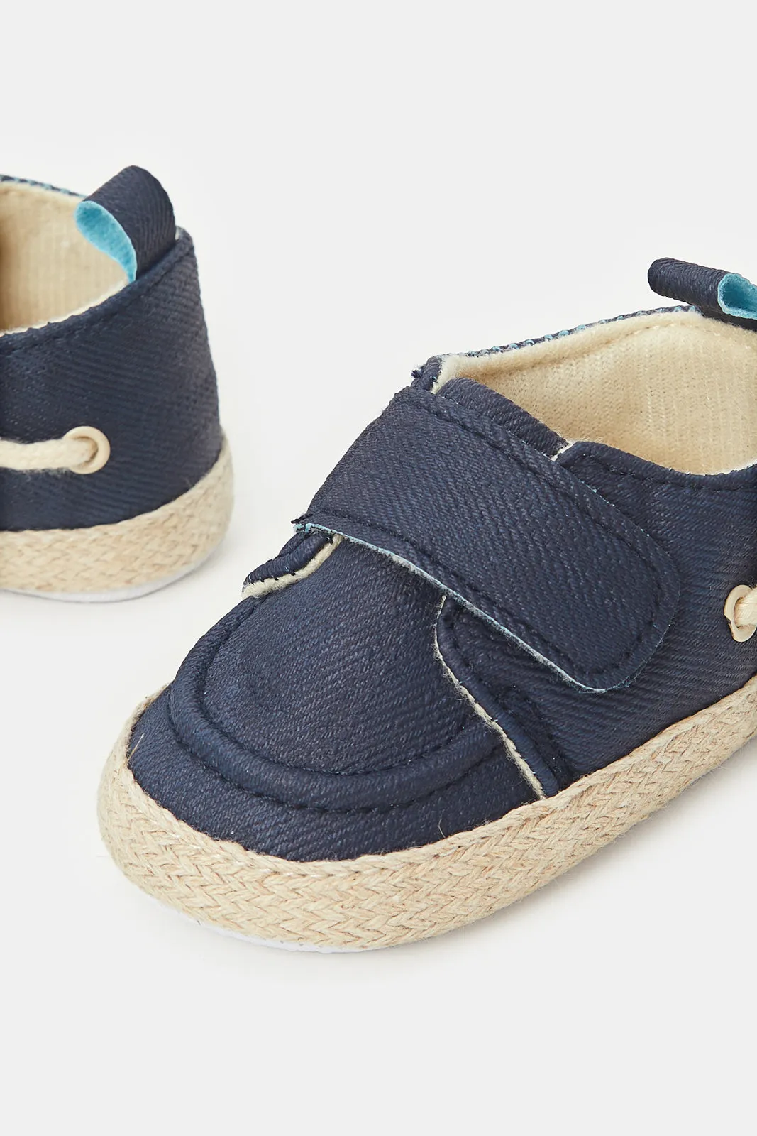 Babies Navy Velcro Strap Pram Shoes