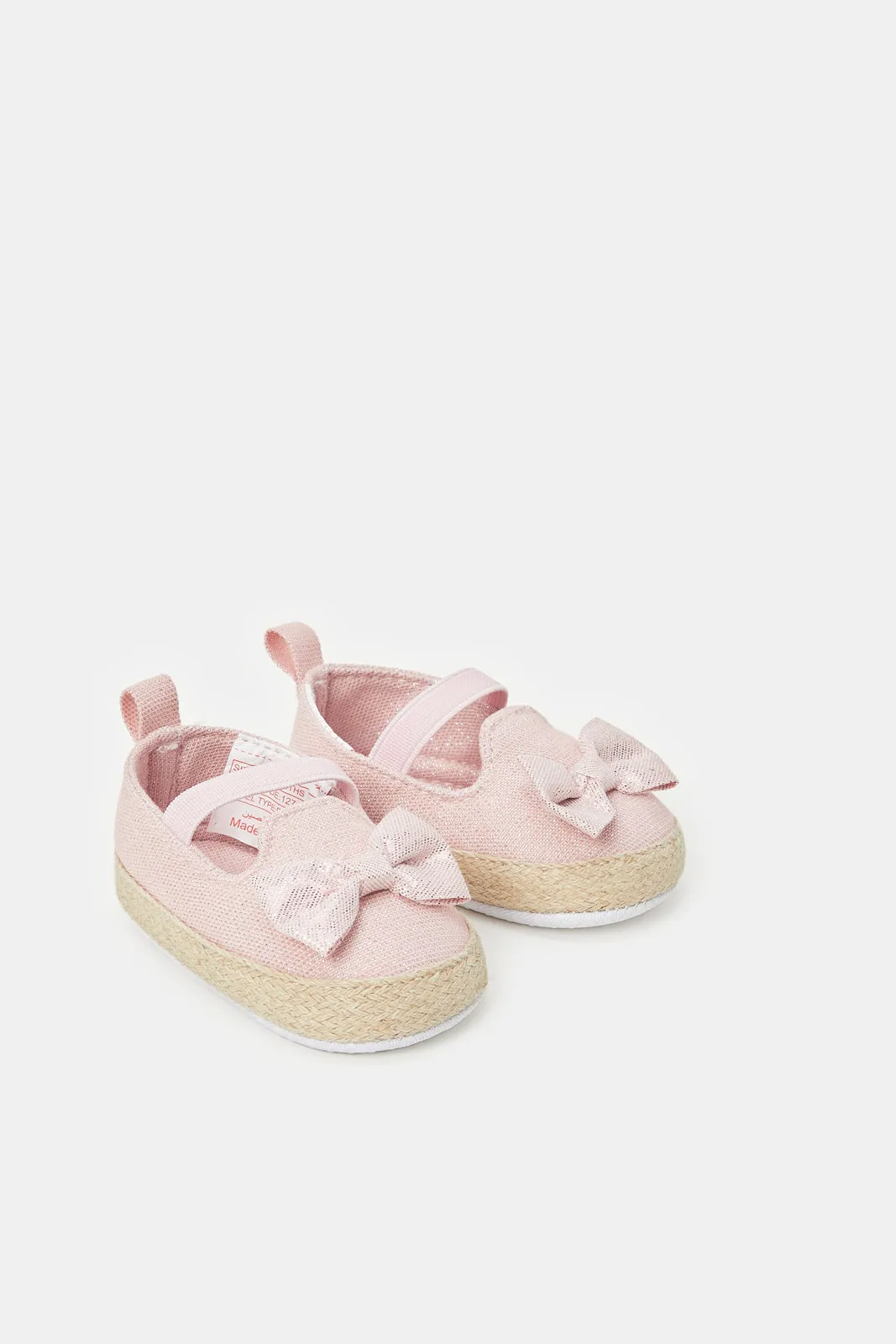 Babies Pink Diamante Pram Shoes