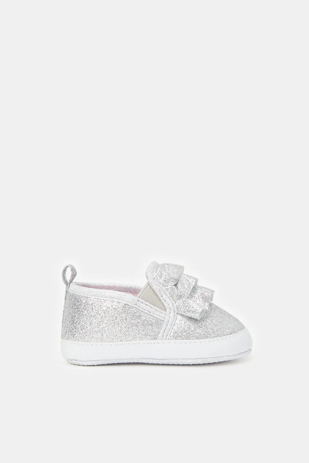 Babies Silver Glitter Pram Shoes