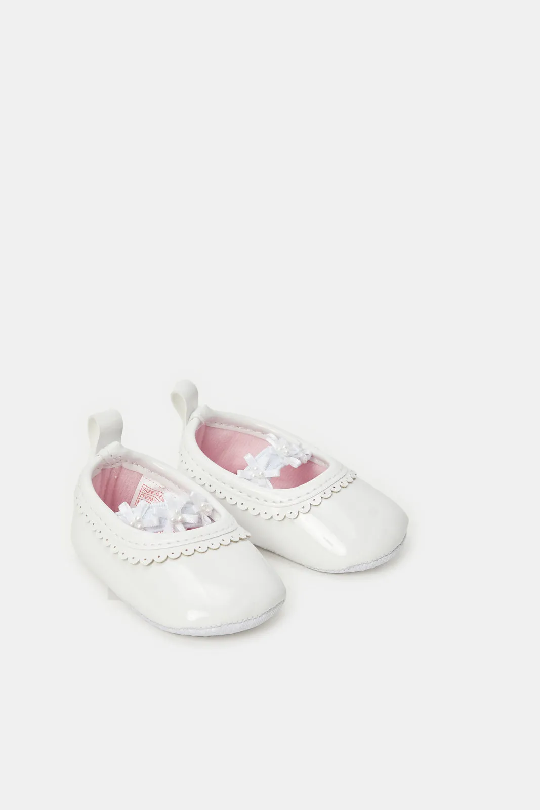 Babies White Pearl Pram Shoes