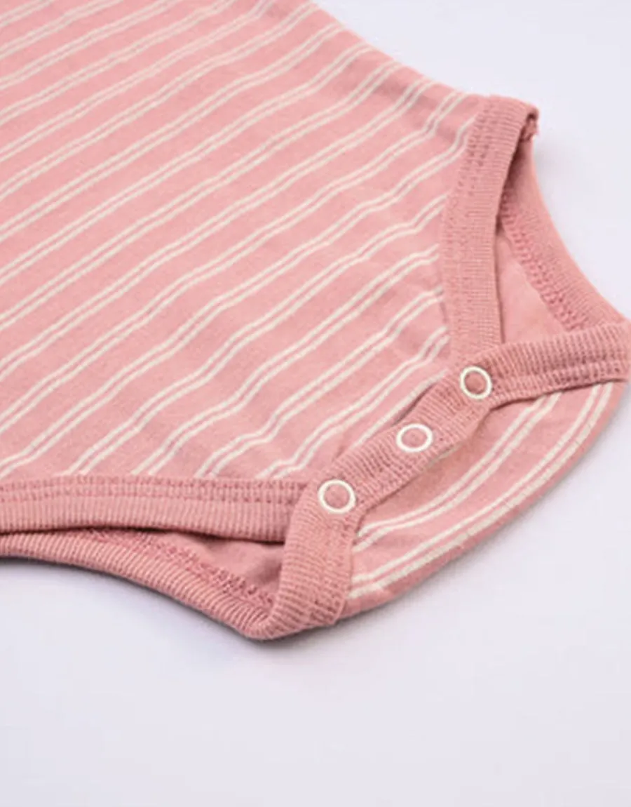 Baby Romper (Pack of 2)-Grey/Pink & Stripe