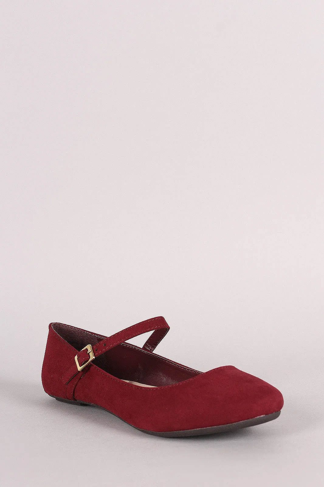 Bamboo Suede Round Toe Mary Jane Ballet Flat