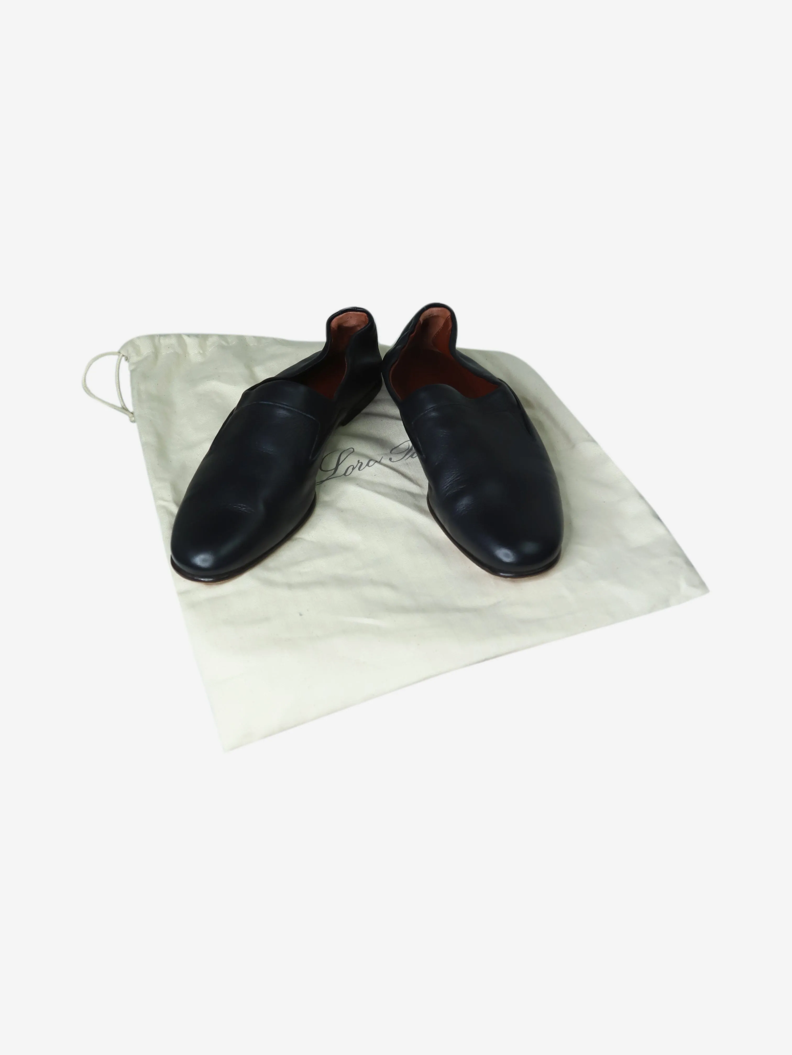 Black leather flat shoes - size EU 37