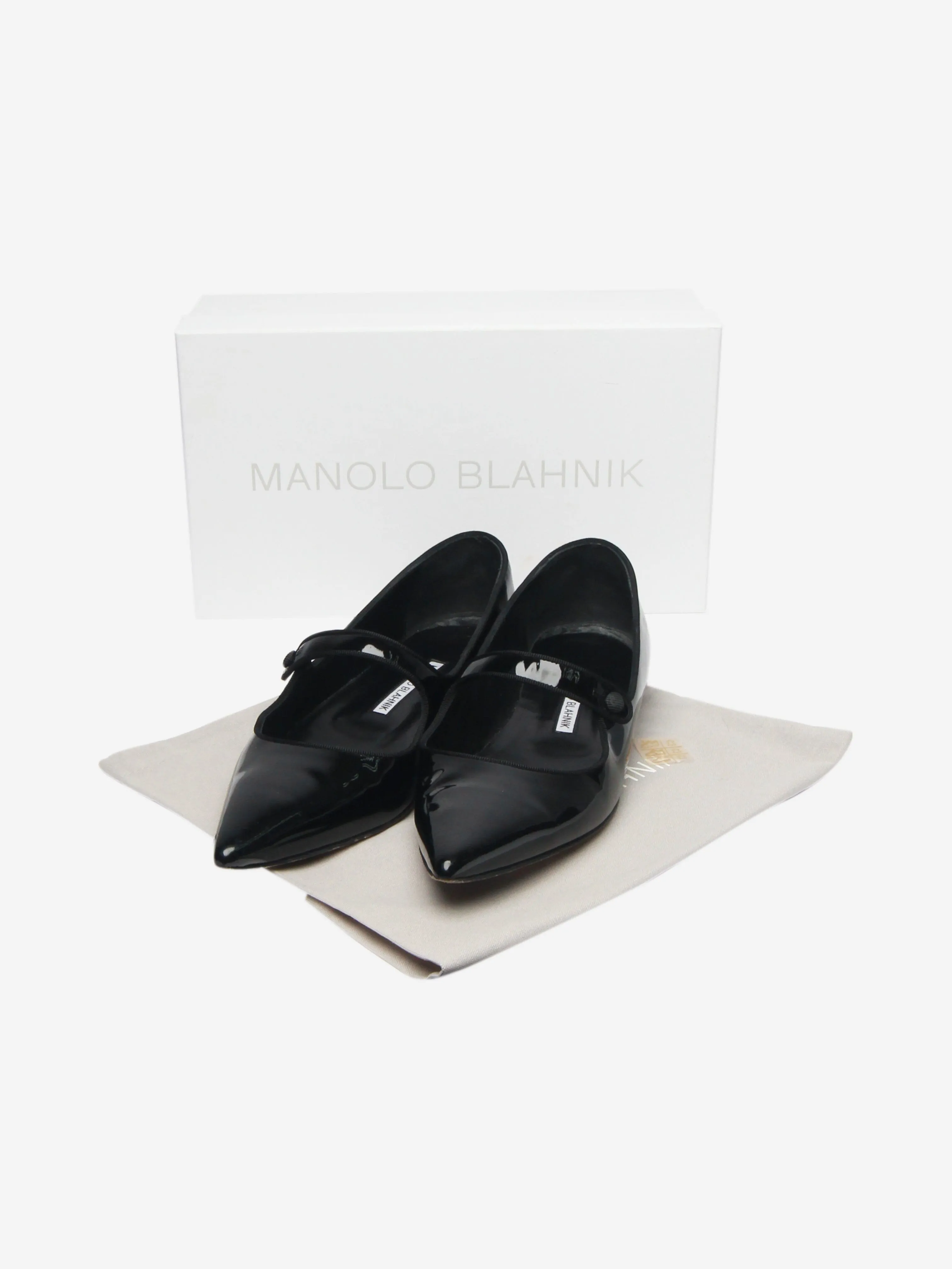 Black patent Mary Jane flat shoes - size EU 39