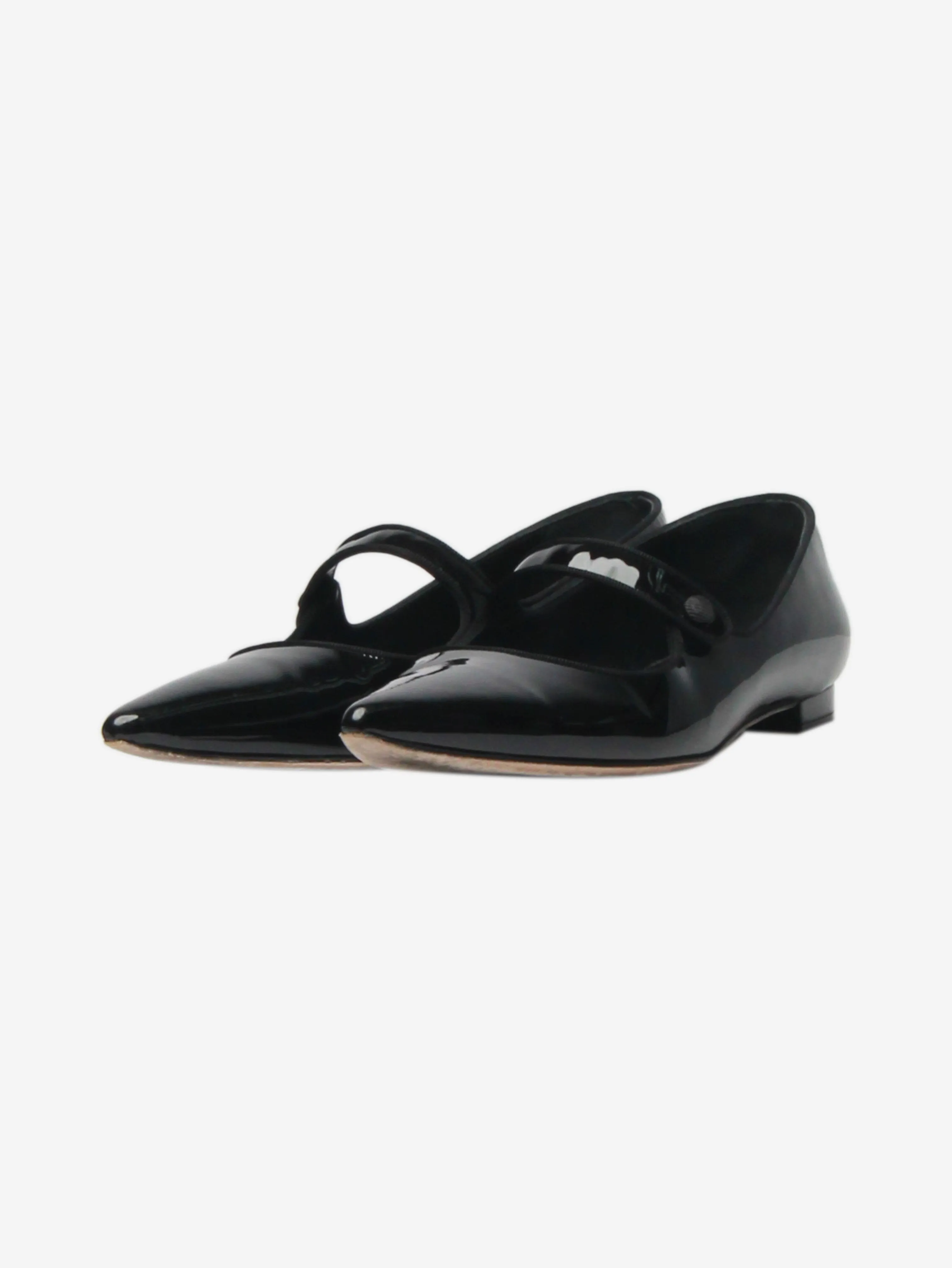 Black patent Mary Jane flat shoes - size EU 39