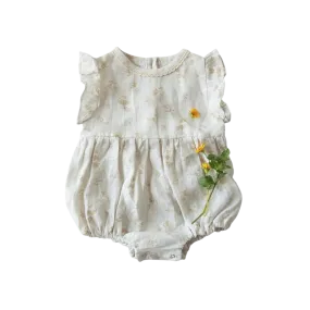 BOHO Linen Floral Romper