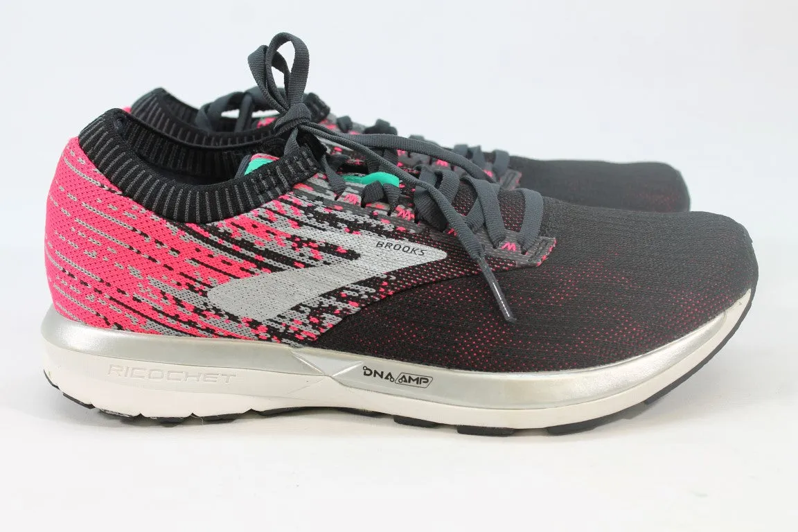 Brooks Ricochet Women's Black Pink Sneakers 9.5M(ZAP11019)