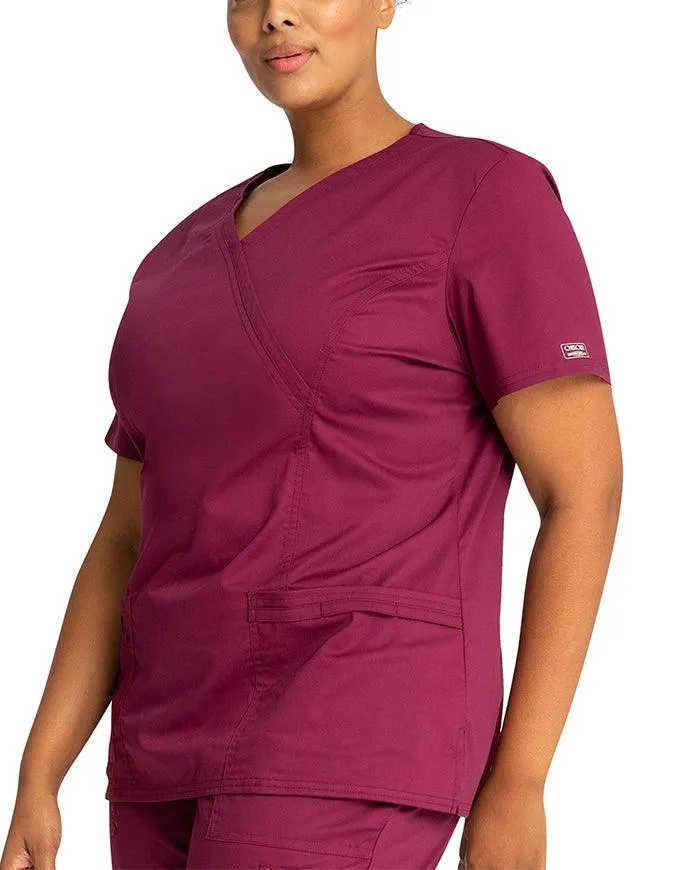 Cherokee Workwear Women's Mock Wrap Scrub Top