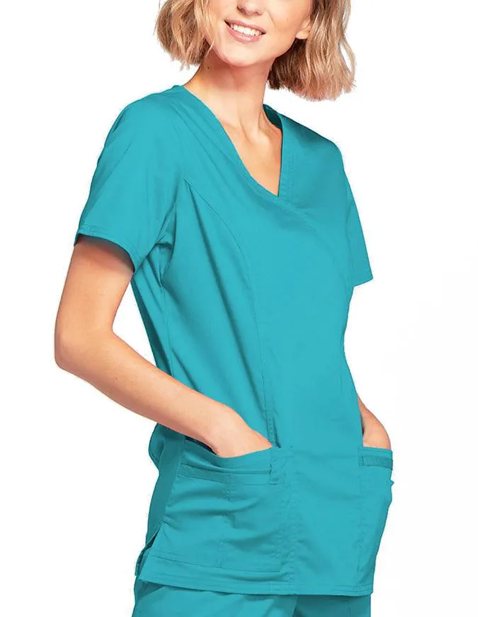 Cherokee Workwear Women's Mock Wrap Scrub Top