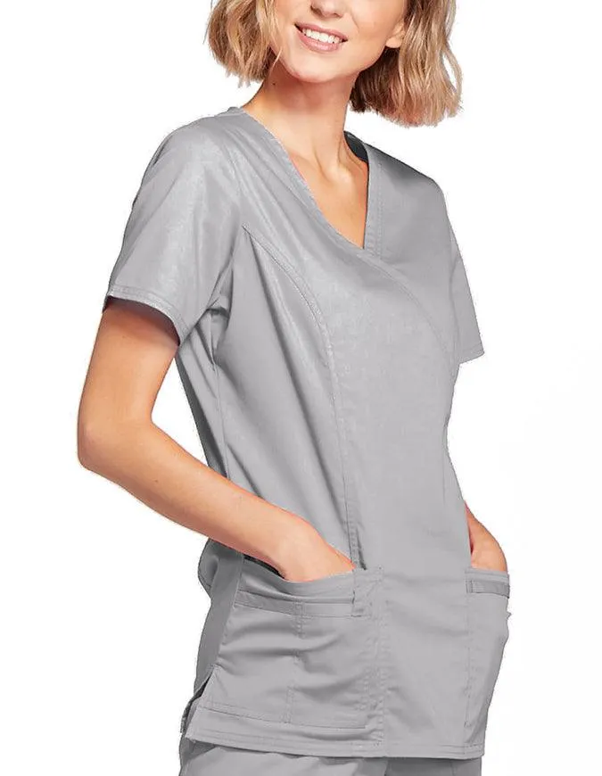 Cherokee Workwear Women's Mock Wrap Scrub Top