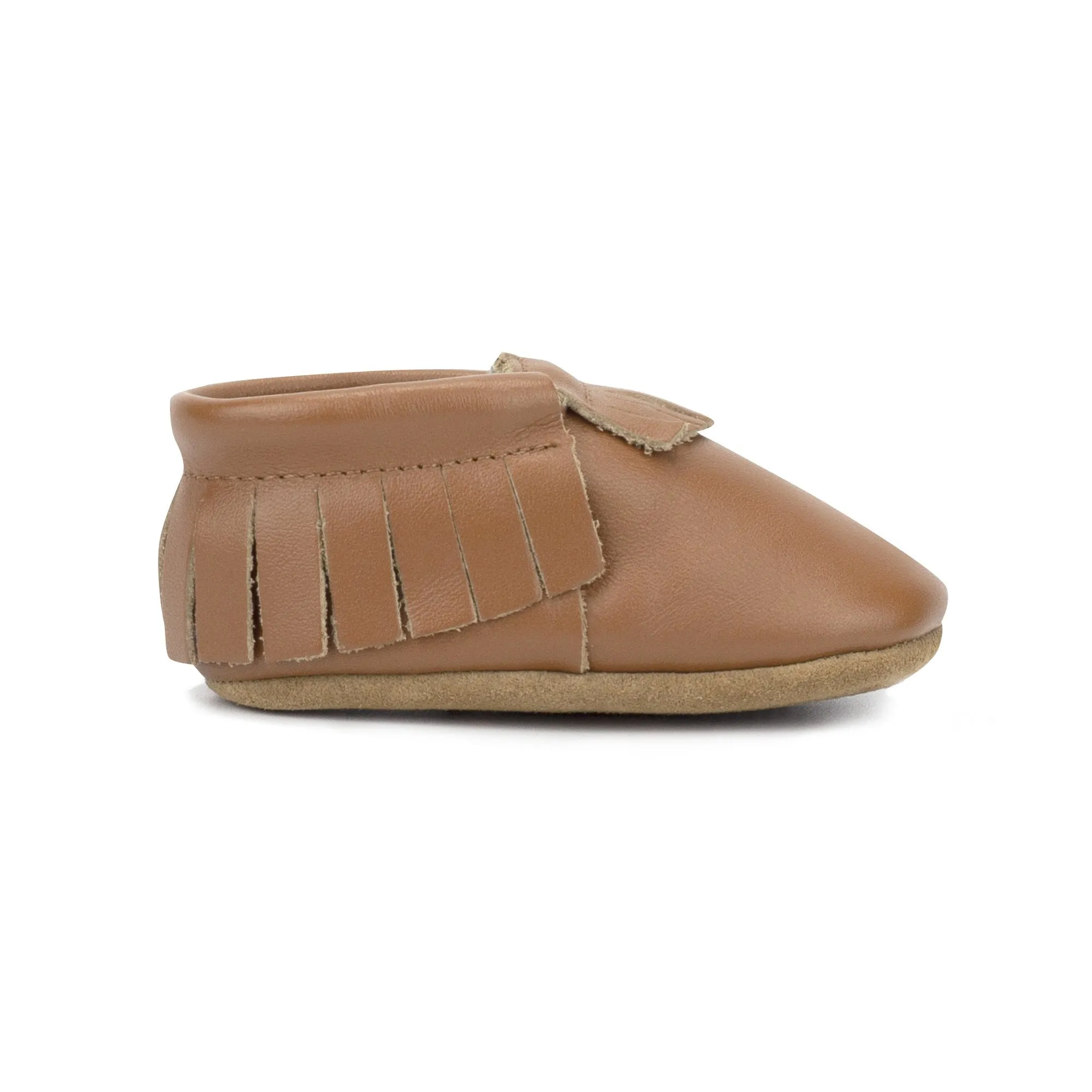 Chestnut Leather Fringe Moccasins