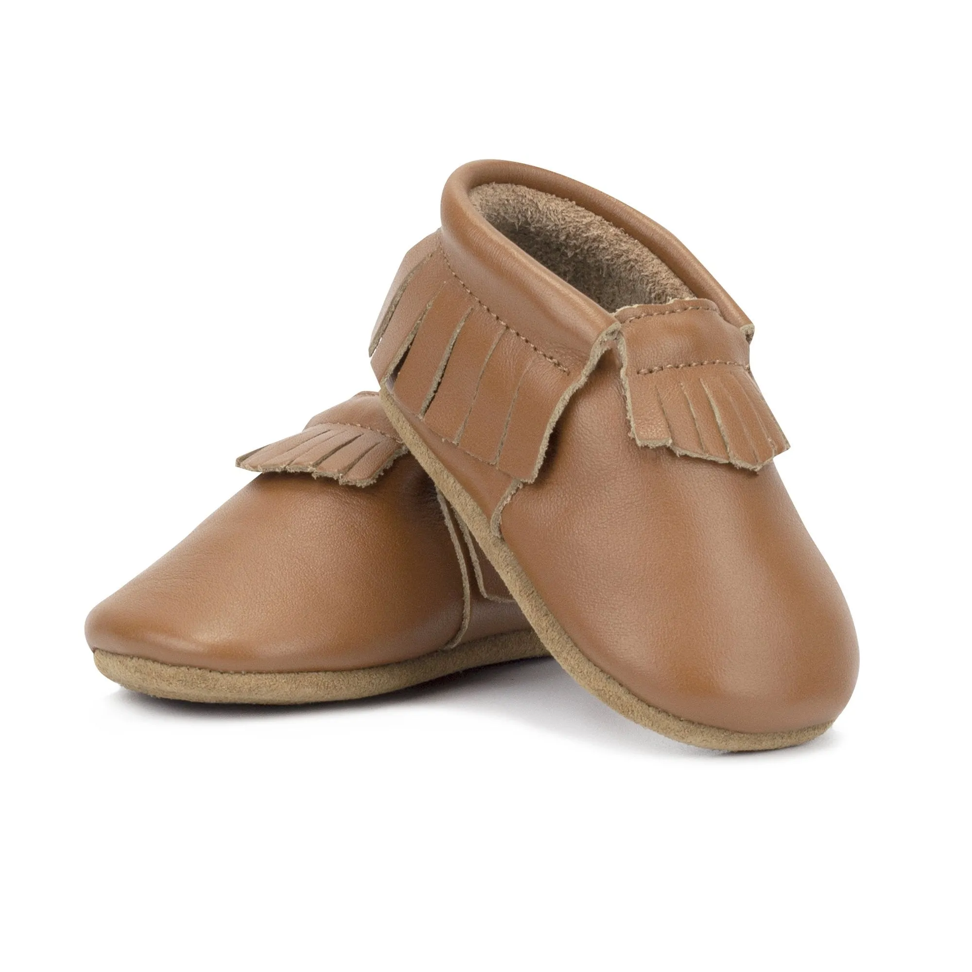 Chestnut Leather Fringe Moccasins