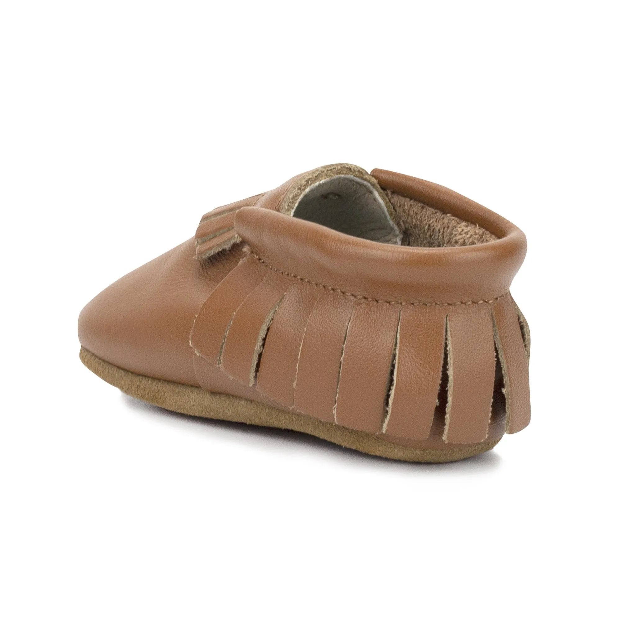 Chestnut Leather Fringe Moccasins