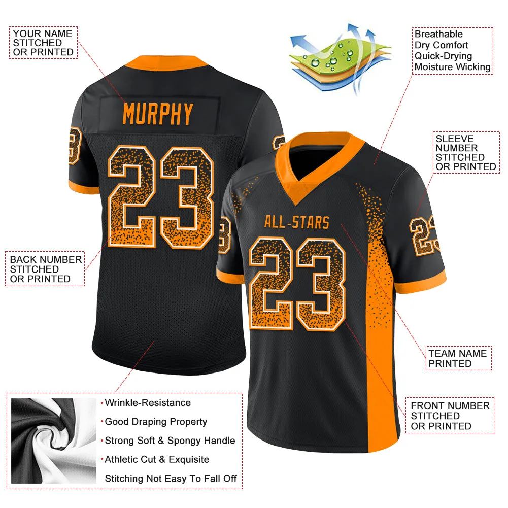 Custom Black Bay Orange-White Mesh Drift Fashion Football Jersey