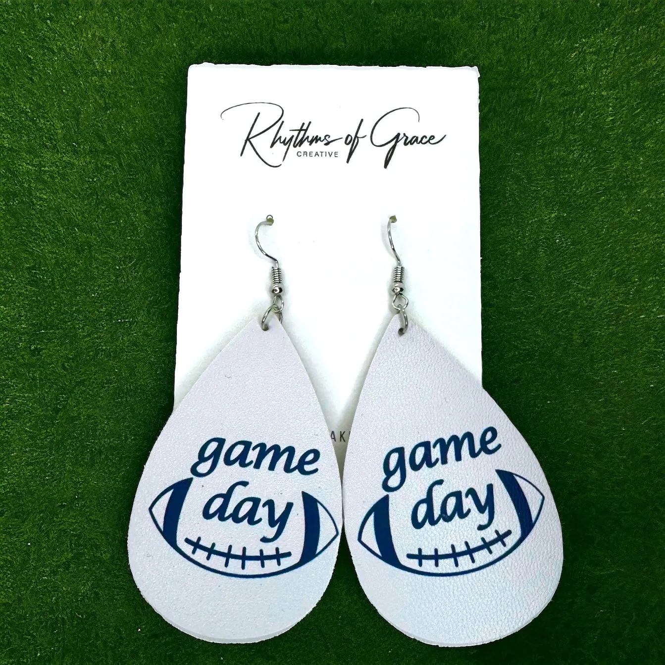 Game Day Earrings - Football Earrings, Football Jewelry, Super Bowl Earrings, Handmade Earrings, Handmade Jewelry, Shell Earrings, Rugby Earrings, Cheerleader, Football Mom