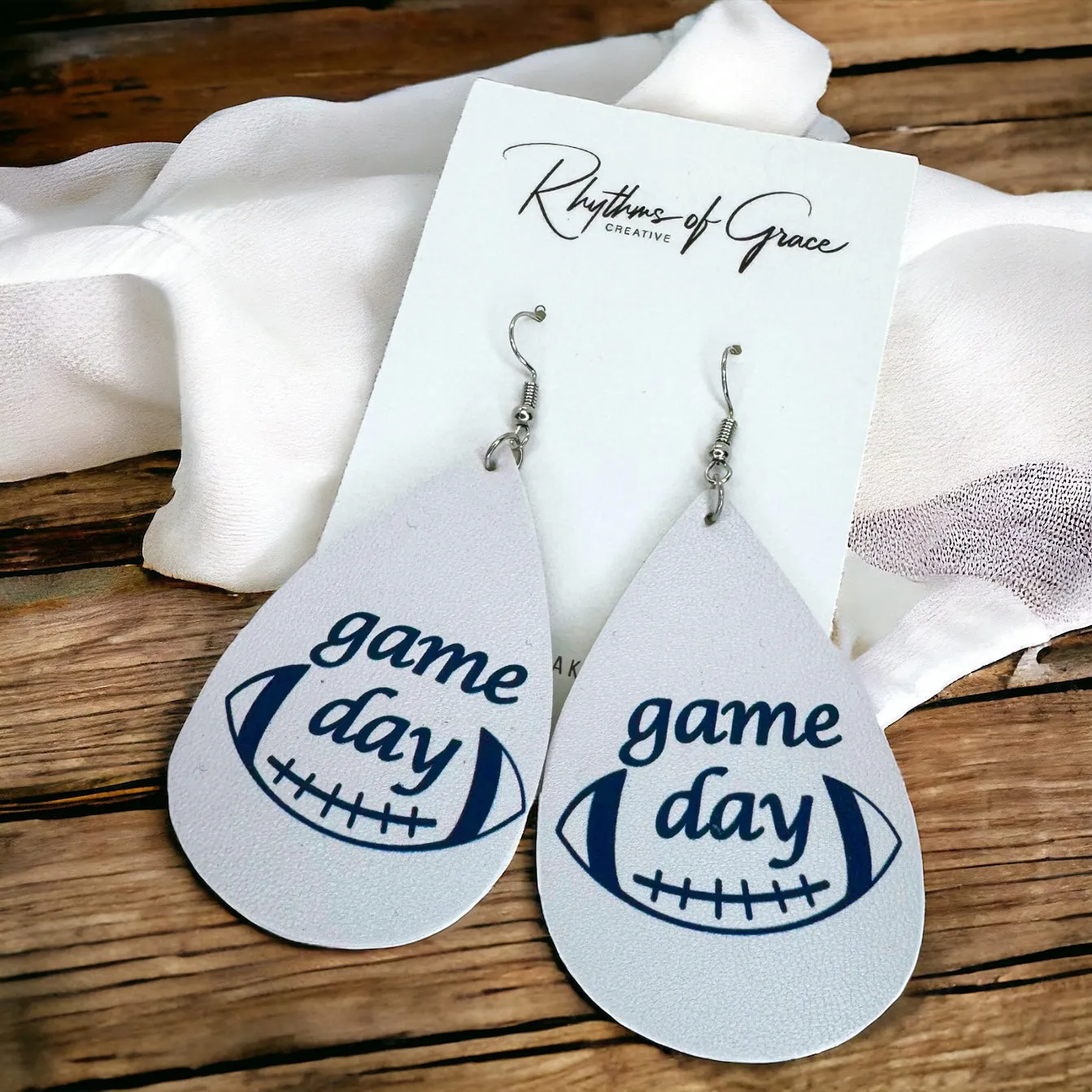 Game Day Earrings - Football Earrings, Football Jewelry, Super Bowl Earrings, Handmade Earrings, Handmade Jewelry, Shell Earrings, Rugby Earrings, Cheerleader, Football Mom