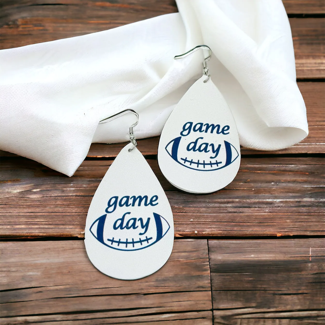 Game Day Earrings - Football Earrings, Football Jewelry, Super Bowl Earrings, Handmade Earrings, Handmade Jewelry, Shell Earrings, Rugby Earrings, Cheerleader, Football Mom