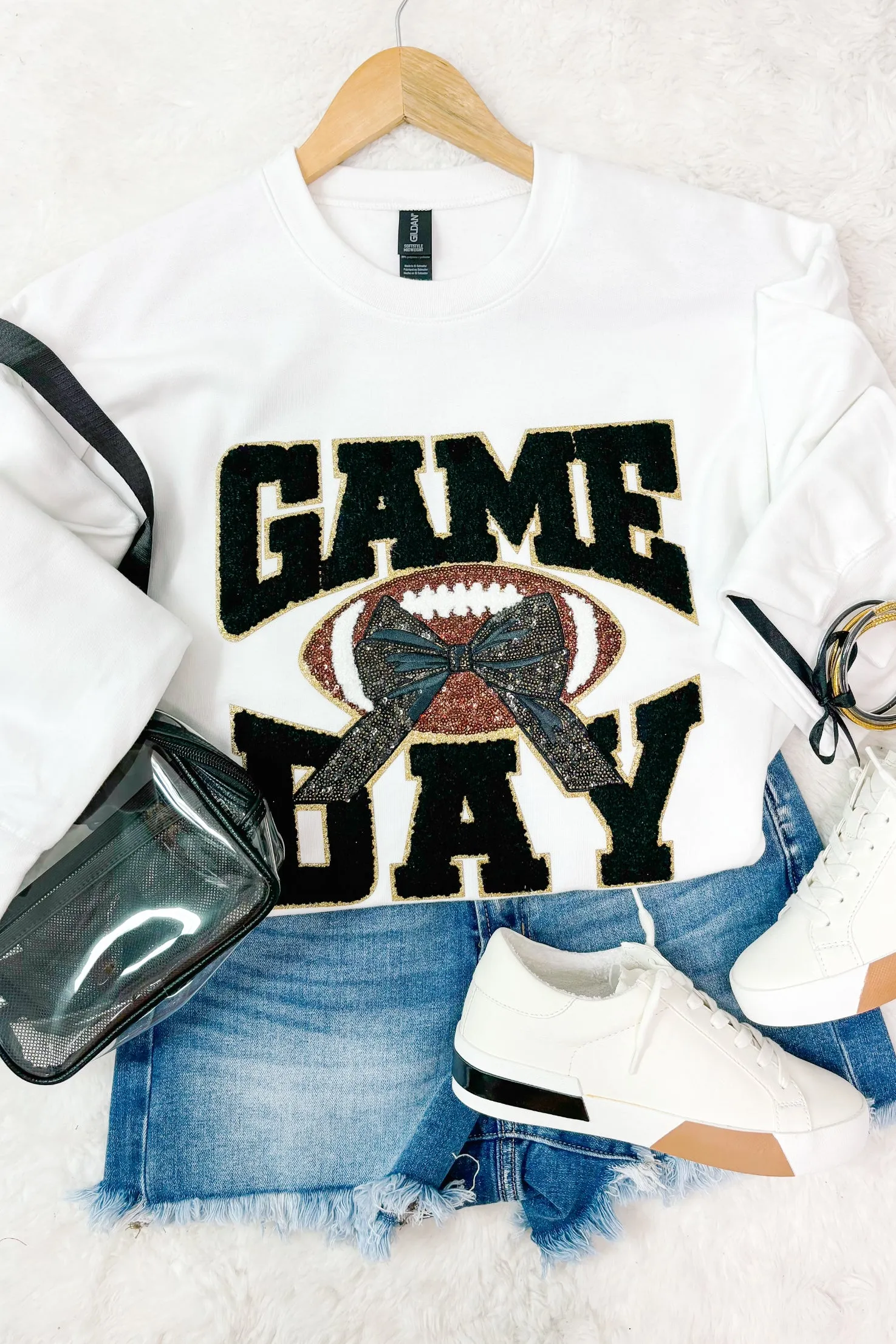 Game Day Puff Sequin Football Sweatshirt