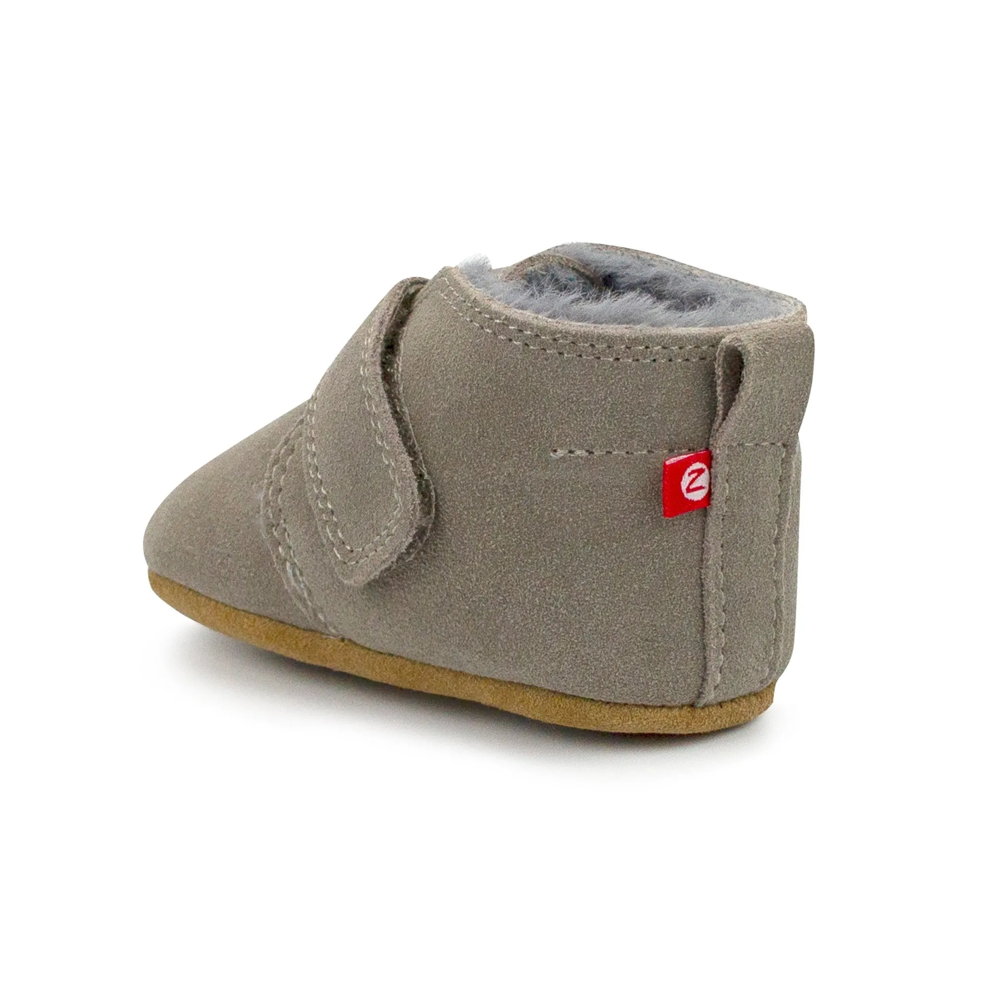 Gray Leather Furry Lined Baby Shoe