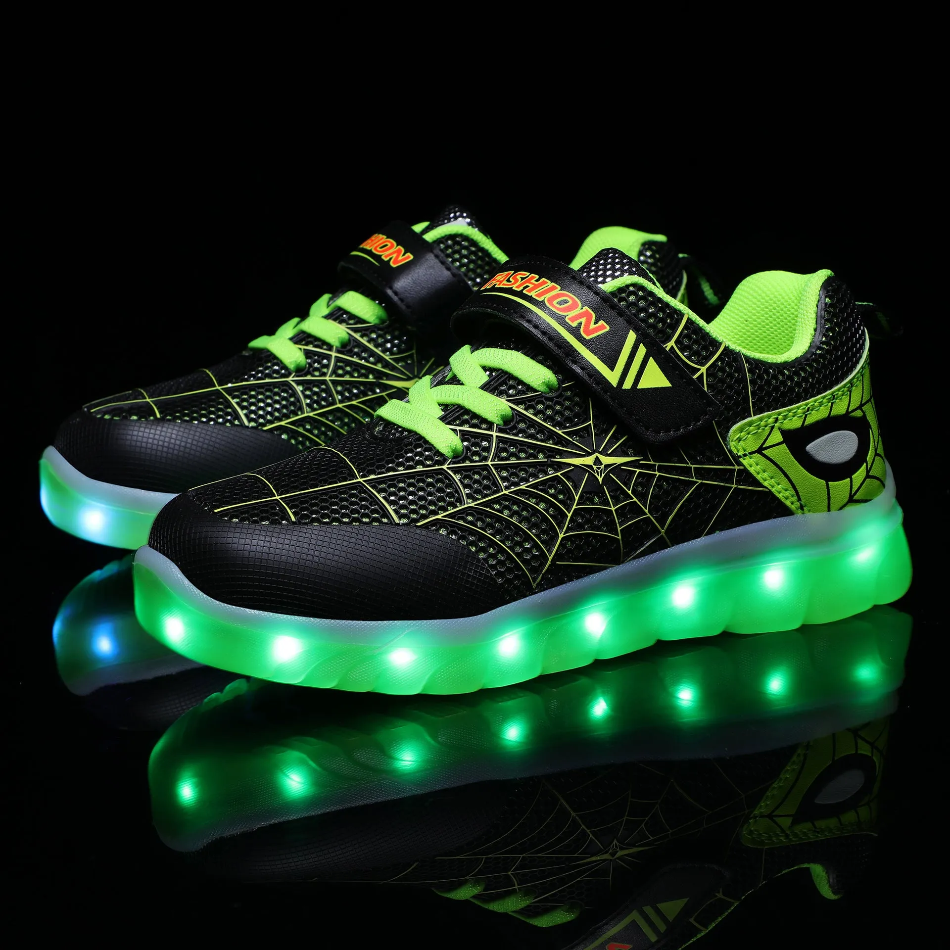 Kids Led USB Recharge Glowing Boys Girls Shoes Children's Hook Loop