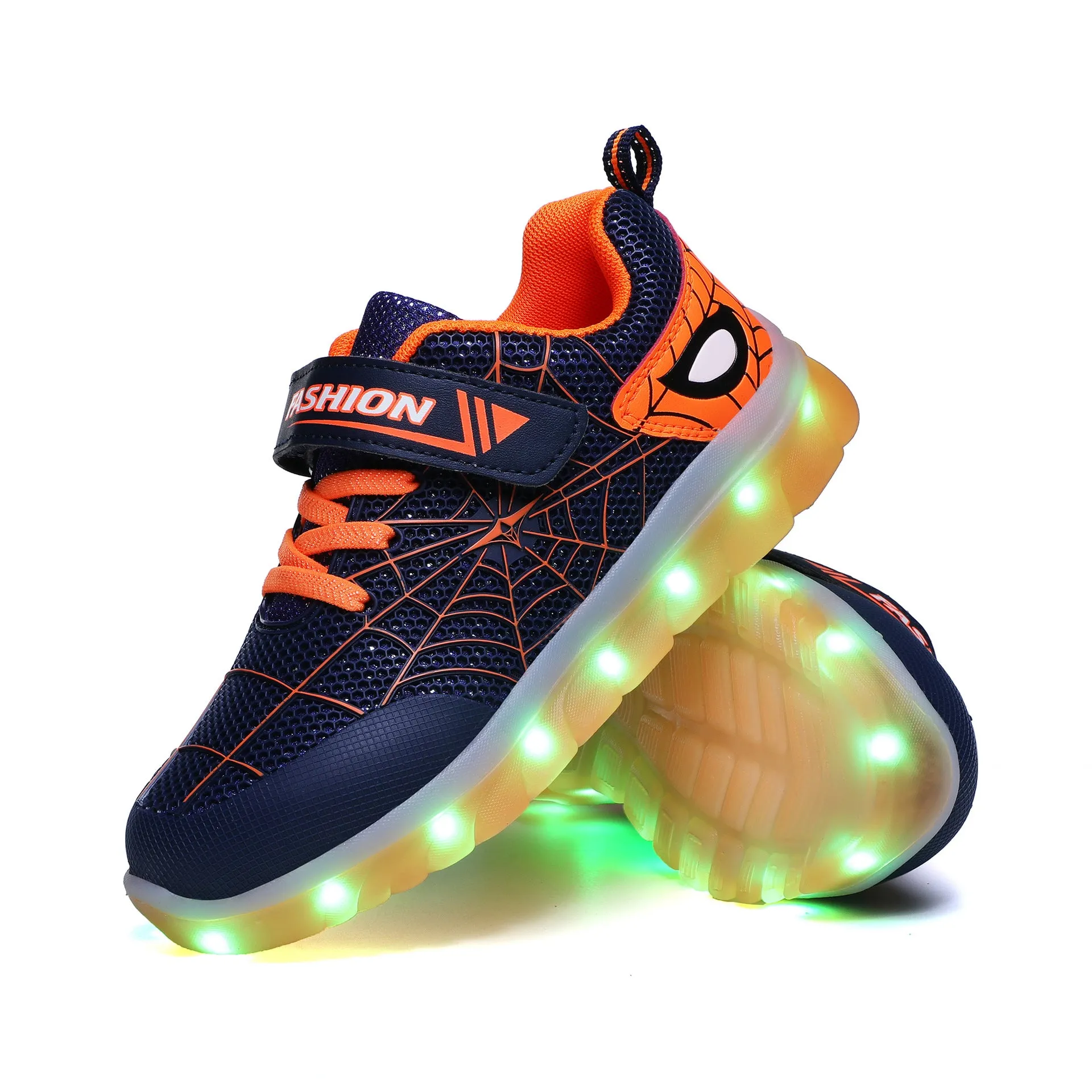 Kids Led USB Recharge Glowing Boys Girls Shoes Children's Hook Loop