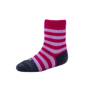 Kids - Striped Organic Cotton Crew Socks - Hot Pink