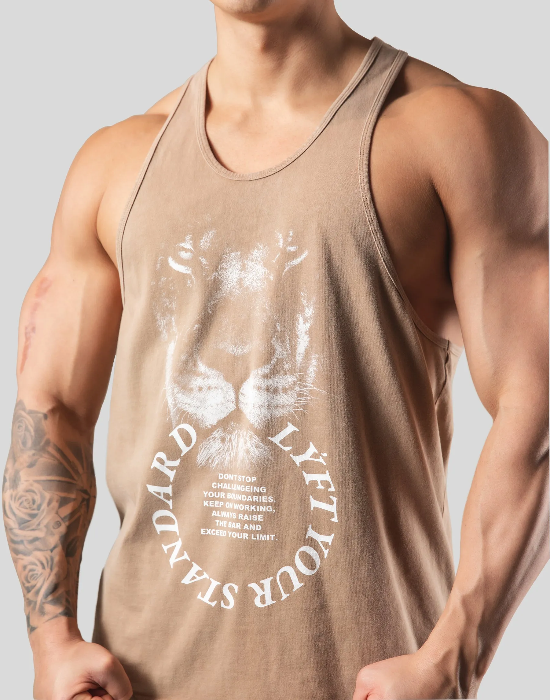 Lion Ring Vintage Training Tanktop - Beige