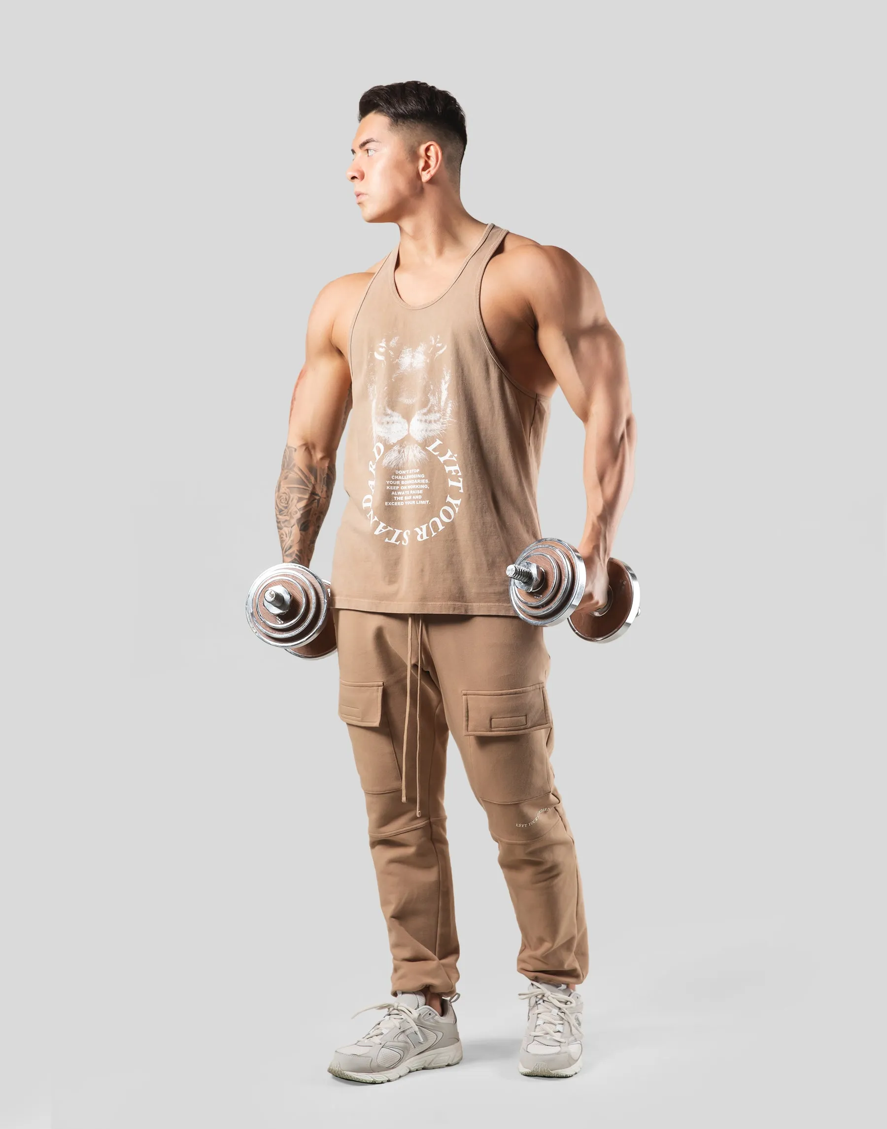 Lion Ring Vintage Training Tanktop - Beige