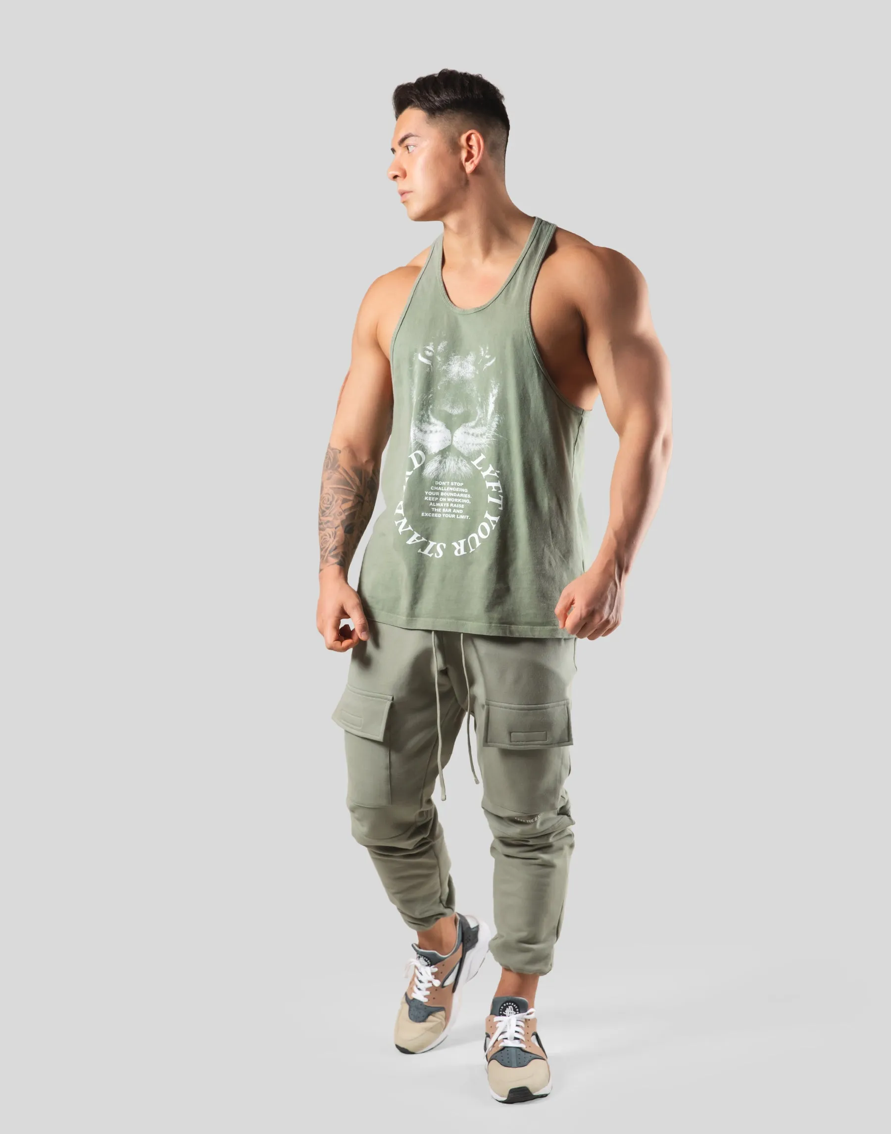 Lion Ring Vintage Training Tanktop  - Olive