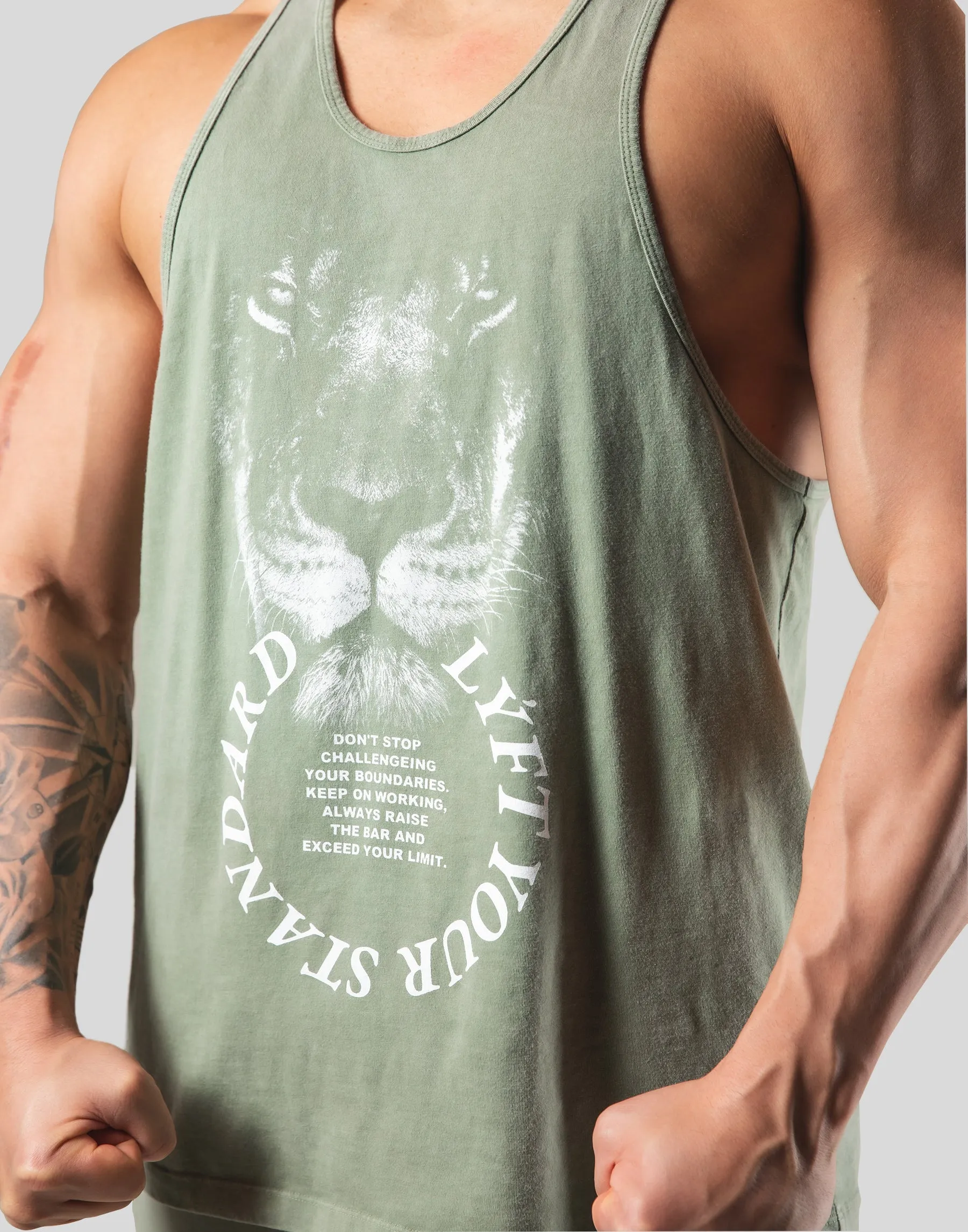 Lion Ring Vintage Training Tanktop  - Olive