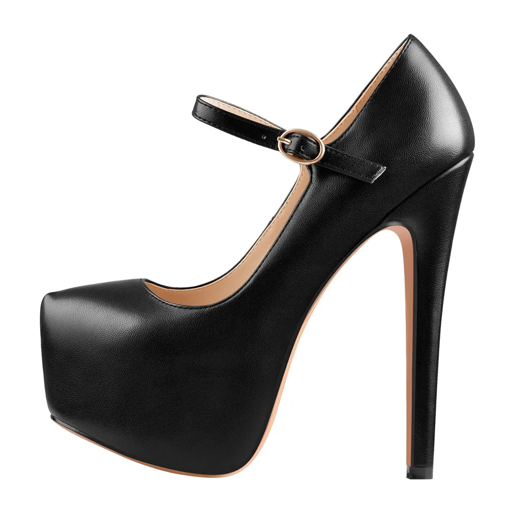 Mary Jane Platform Pointed Toe High Heels Pumps