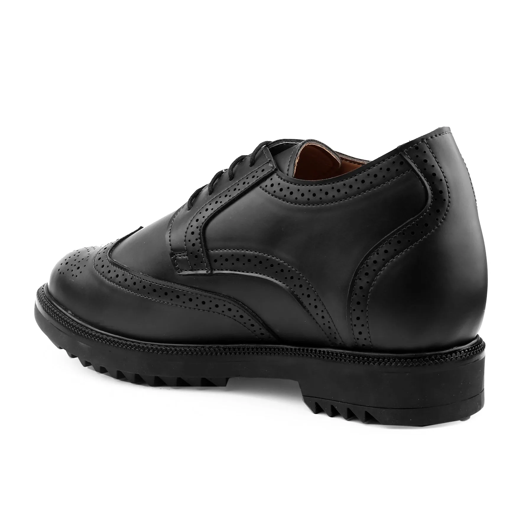 Men's 3.5 inch Hidden Height Increasing Faux Leather Brogue Lace-up Shoes