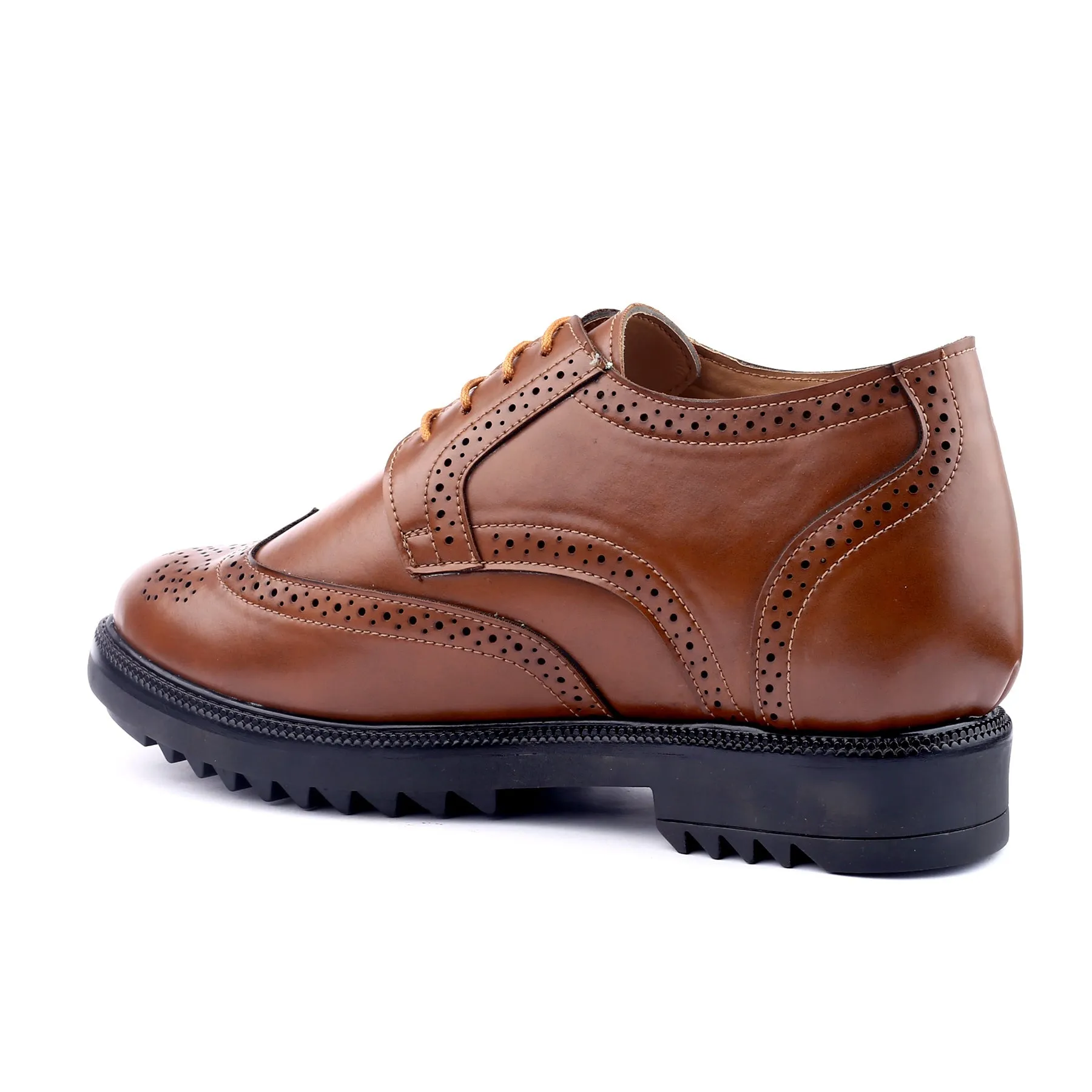 Men's 3.5 inch Hidden Height Increasing Luxe Brogue Lace-up Shoes