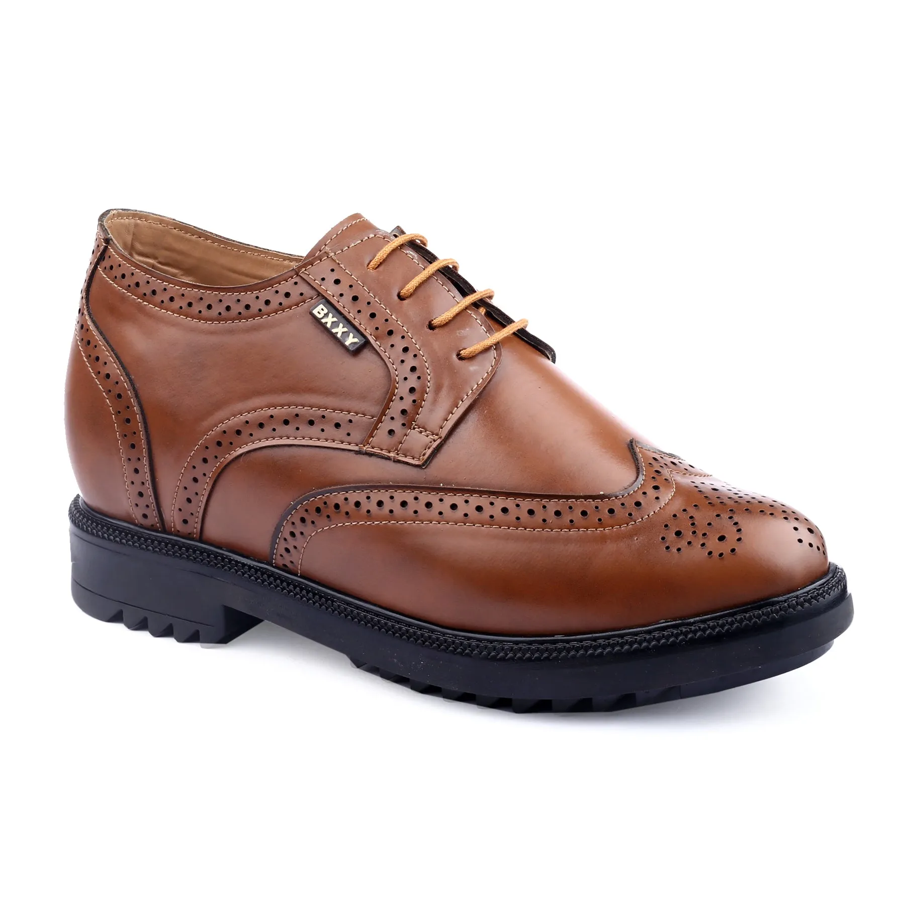 Men's 3.5 inch Hidden Height Increasing Luxe Brogue Lace-up Shoes