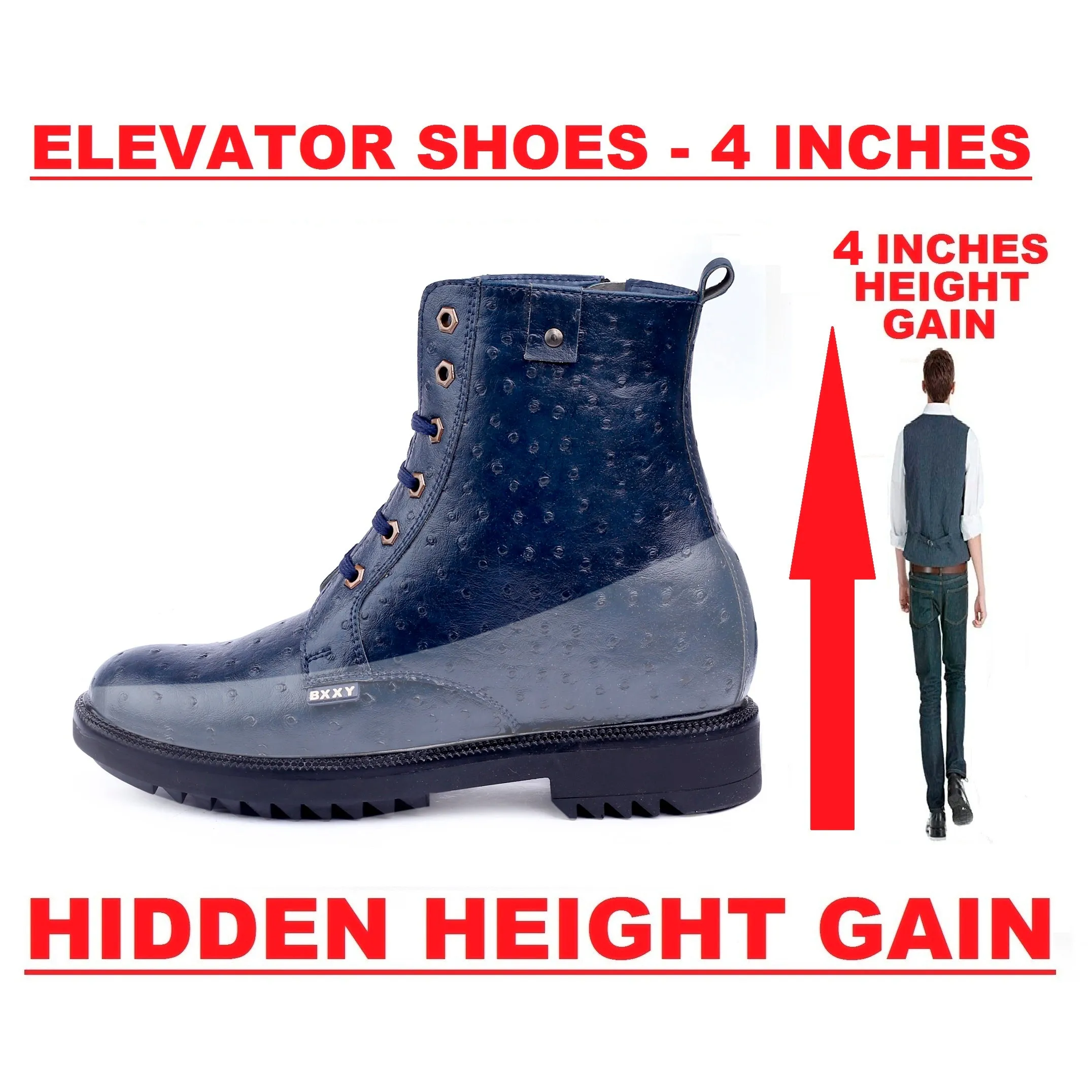 Men's 4 Inch Hidden Height Increasing Trendiest High Ankle Boots