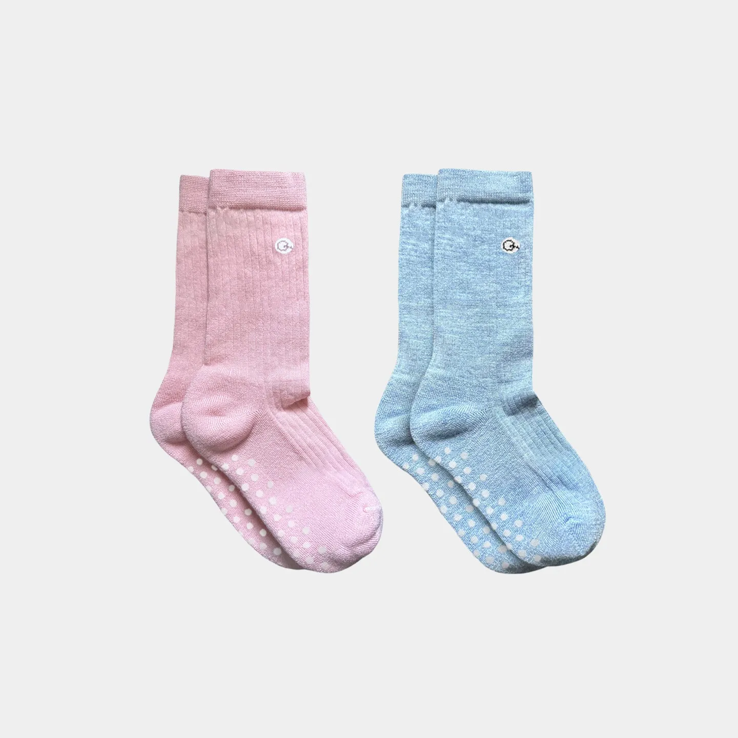 Merino Wool - Cotton Midweight Kids Socks with Grips Multipack